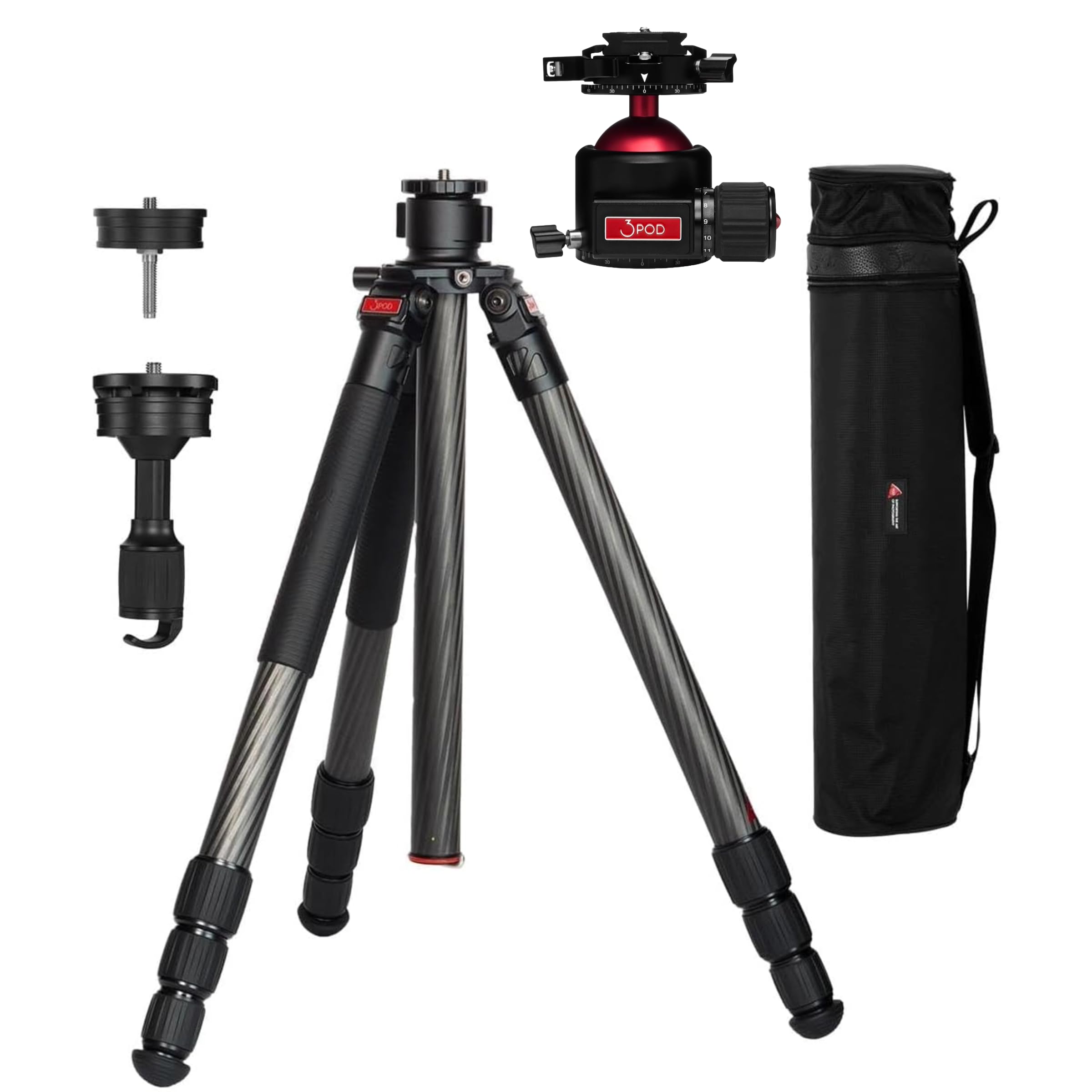 3Pod Everest T5 Carbon Fiber Tripod with H4 Ball Head and Arca-Type Quick Release – 4-Section, Lightweight, Durable, Adjustable Height for Photography, Videography, and Travel