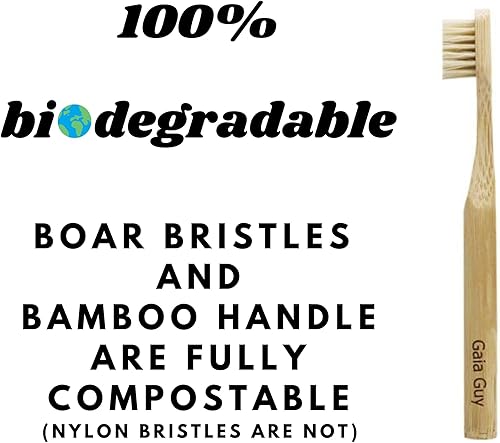 Miniatura 5 de Cepillo de dientes de bambú de cerdas naturales para niños (sin nailon, solo pelo de jabalí), cepillos de dientes de bambú y cerdas de jabalí
