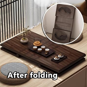 Japanese Floor Table - Folding Tatami Tea Table|Solid Wood Low Table|Smooth Edges Small Wooden Table,Foldable Coffee Table, Sofa Side Table, For Living Room/Home Office/Tea Room/Home Decor