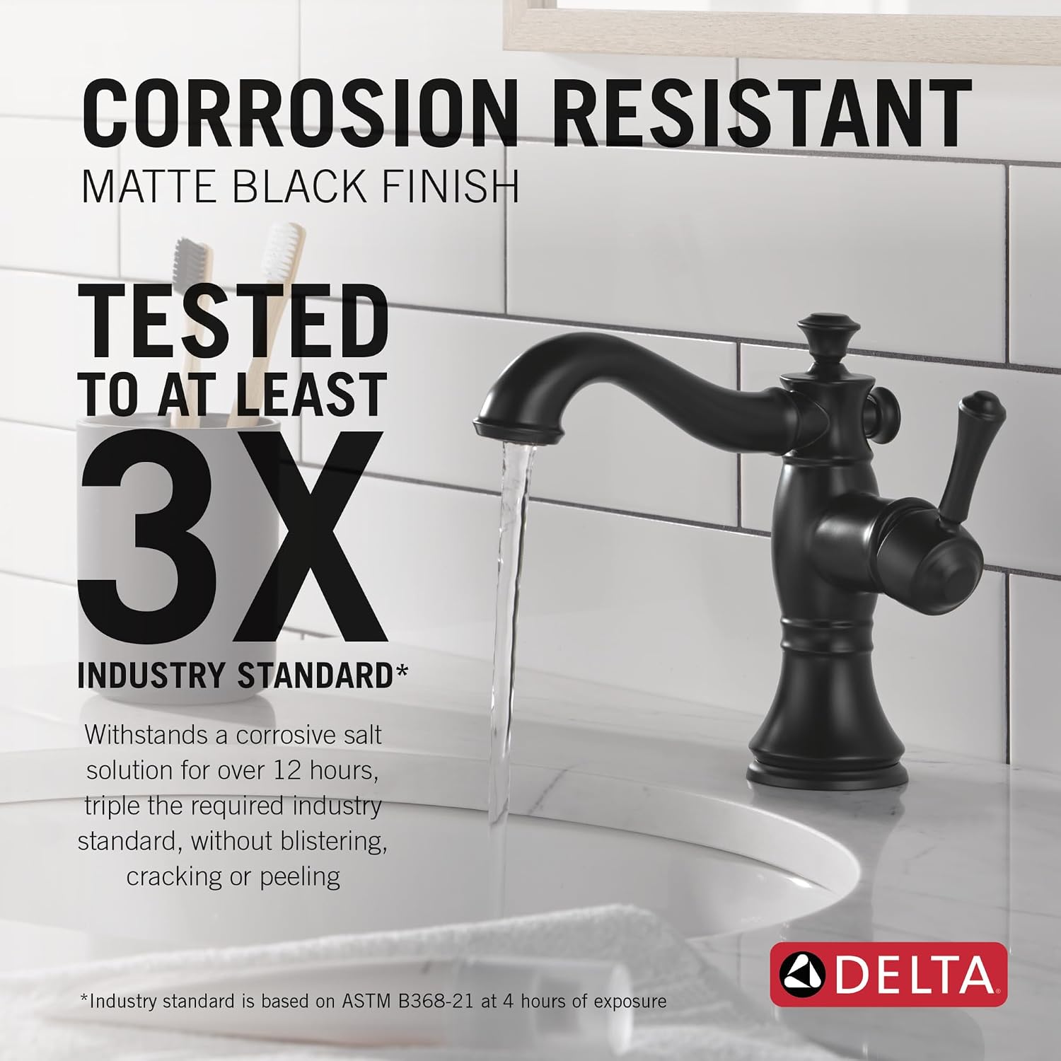 Delta Cassidy Matte Black Bathroom Faucet 1 Hole, Single Hole Bathroom Sink Faucet for Vanity, Metal Push-Pop Drain Assembly, Matte Black 597LF-BLMPU