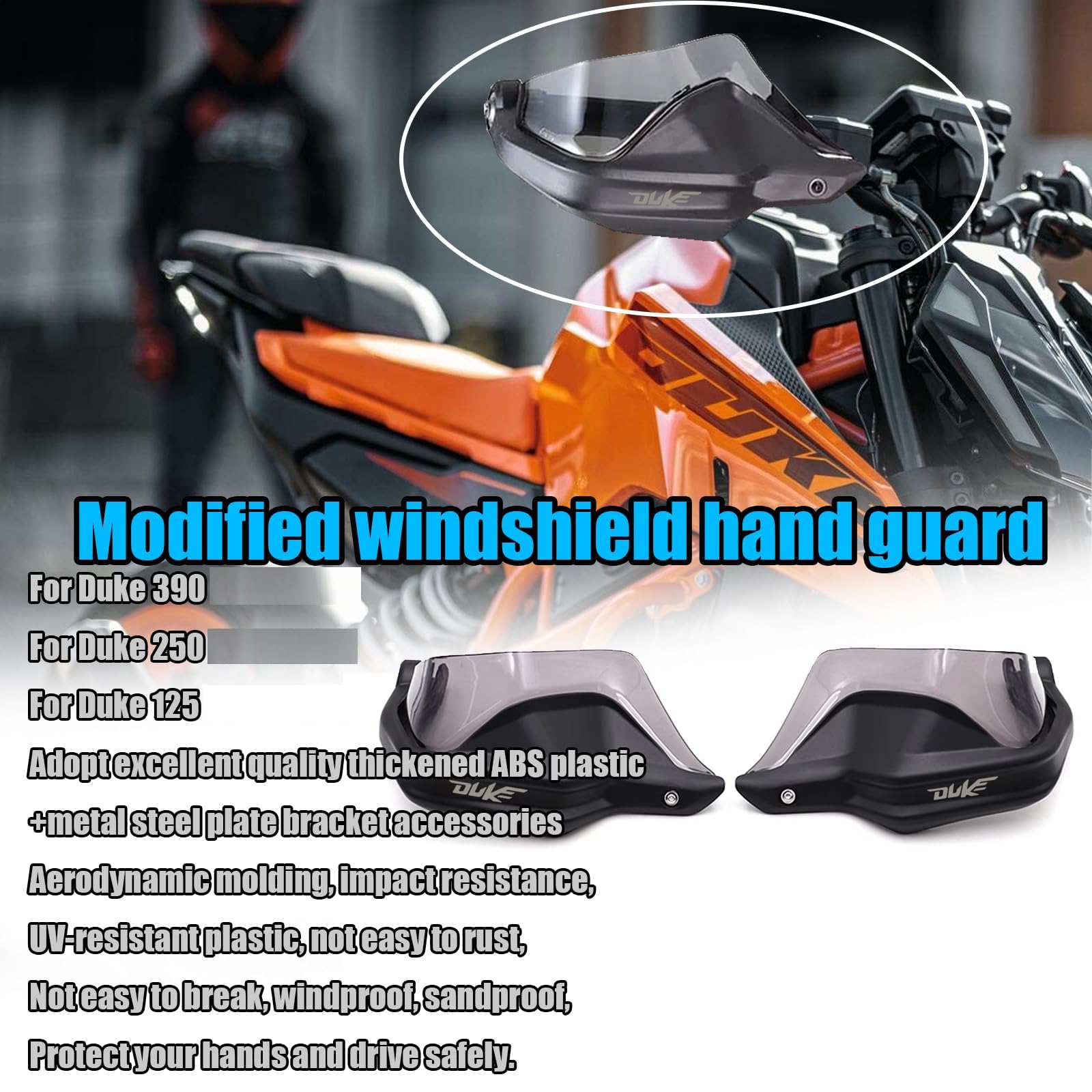 Protège-mains coupe-vent pour moto Duke 390 Duke 125 250 390 2024 2025 2025 2023-2025 - Accessoires de moto (noir)