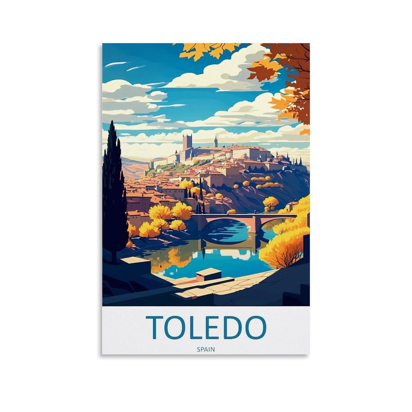 Epxznm D443 Vintage Metal Tin Sign Toledo Spain Vintage Signs Home Kitchen Rustic Travel Metal Signs Wall Art Decor 20X30cm