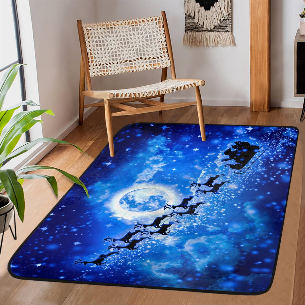 Grand tapis antidérapant de Noël au pied du lit des enfants