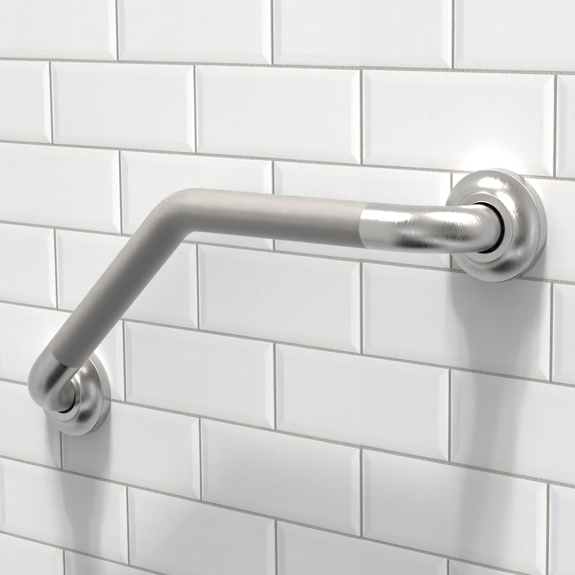 Decorative Angled Grab Bar for Stud Mount, ADA Compliant 500lbs Loading Capacity, Stainless Steel (Peened, 16 inches)