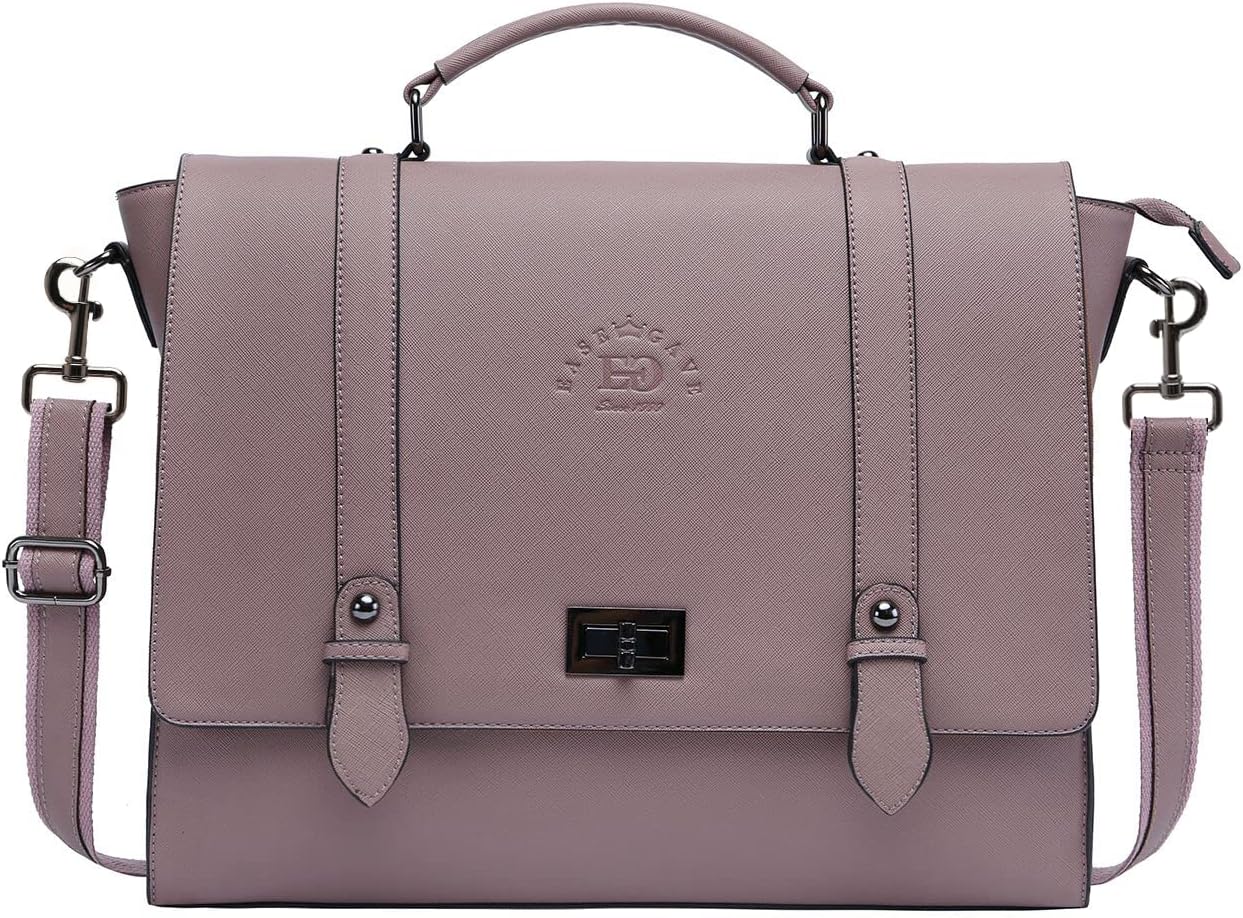 Briefcase for Women, 15.6 Inch Laptop Bag Business Work Bag Crossbody Bags College Satchel Purse with Professional Padded Compartment for Tablet Notebook Ultrabook, Purple
