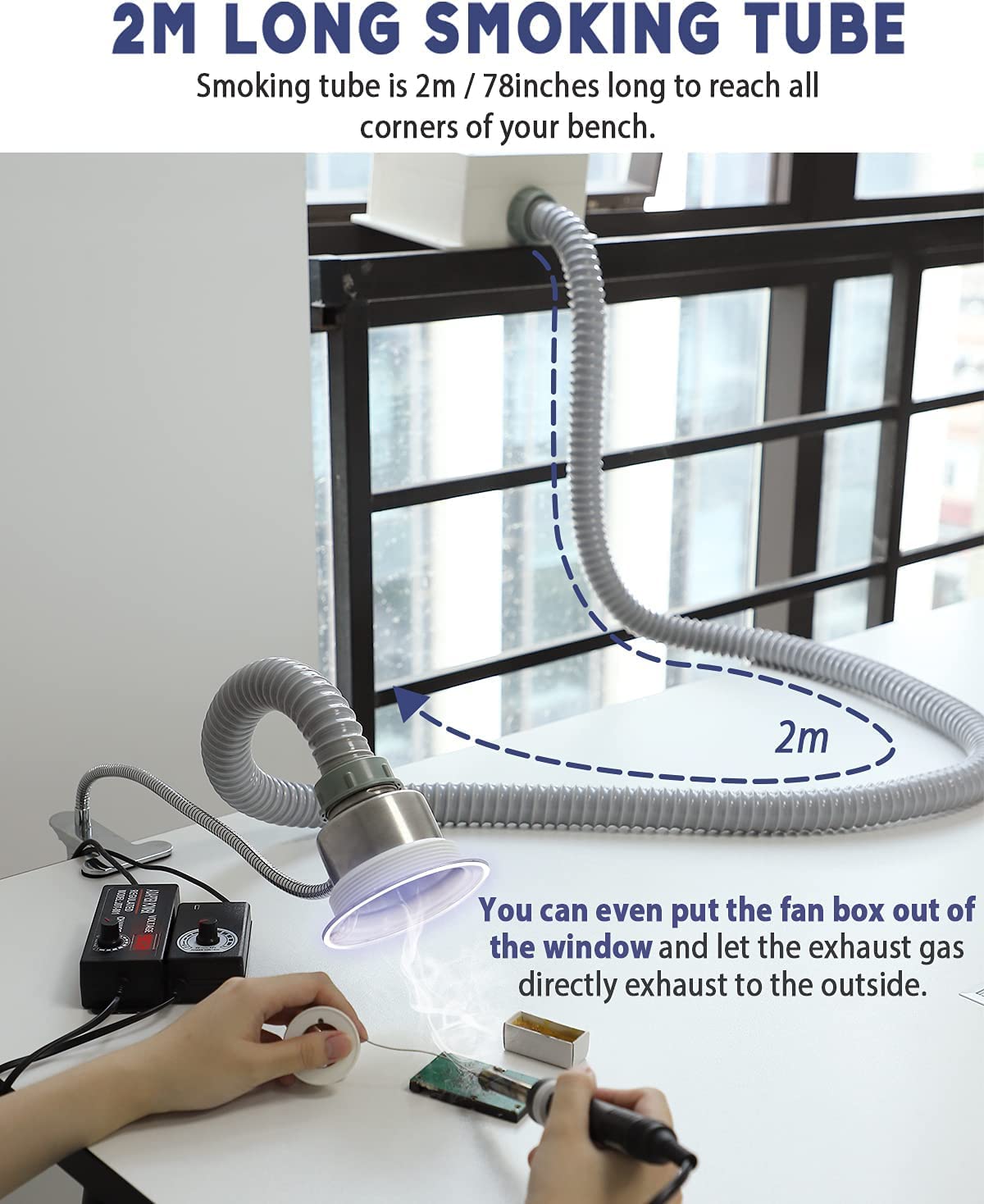 BAOSHISHAN Extractor de Humos Soldador Absorbente de Humo Ventilador de Extracción de Soldadura con 5 Filtros de Piezas