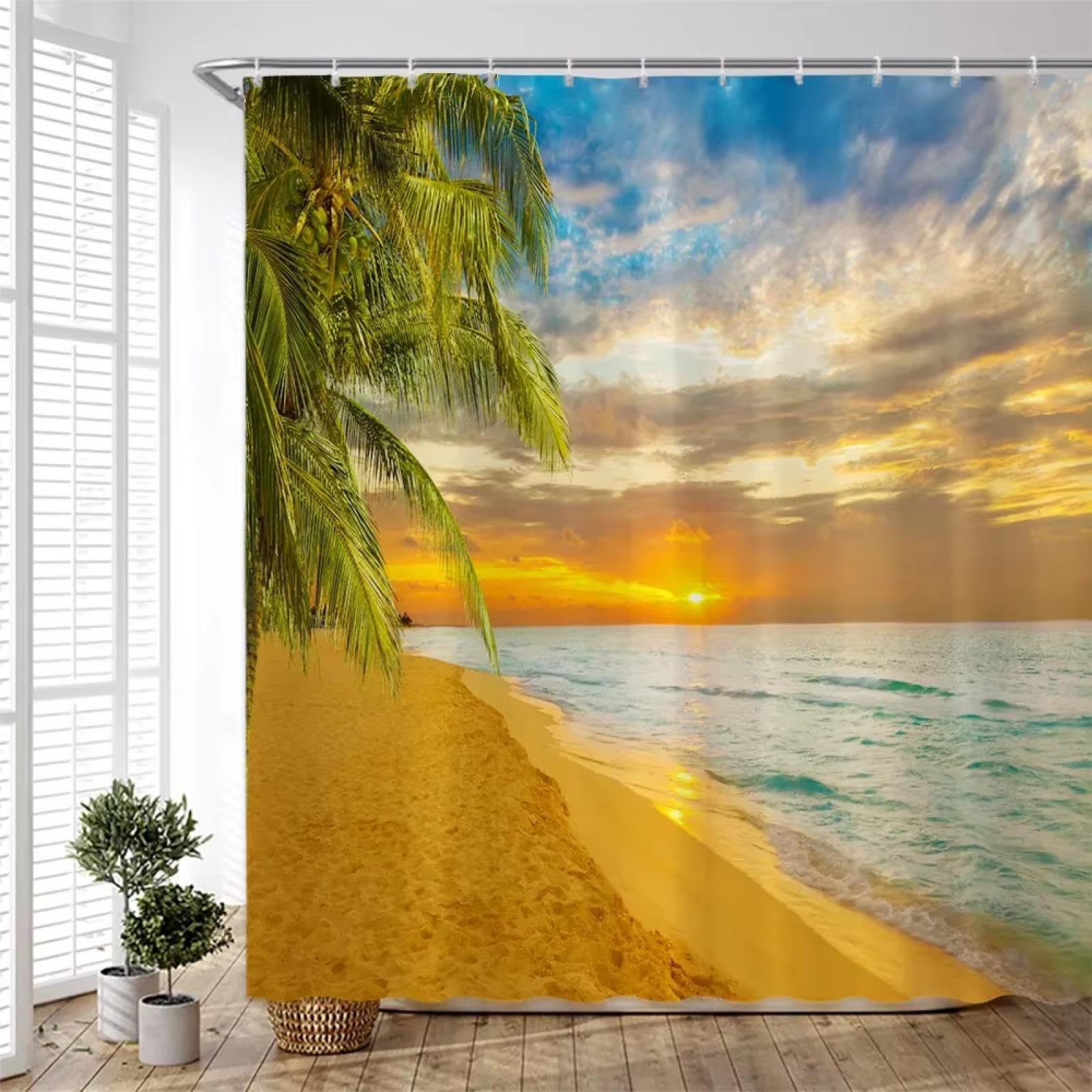 Rideau de douche imperméable océan 120x220 avec crochets inclus