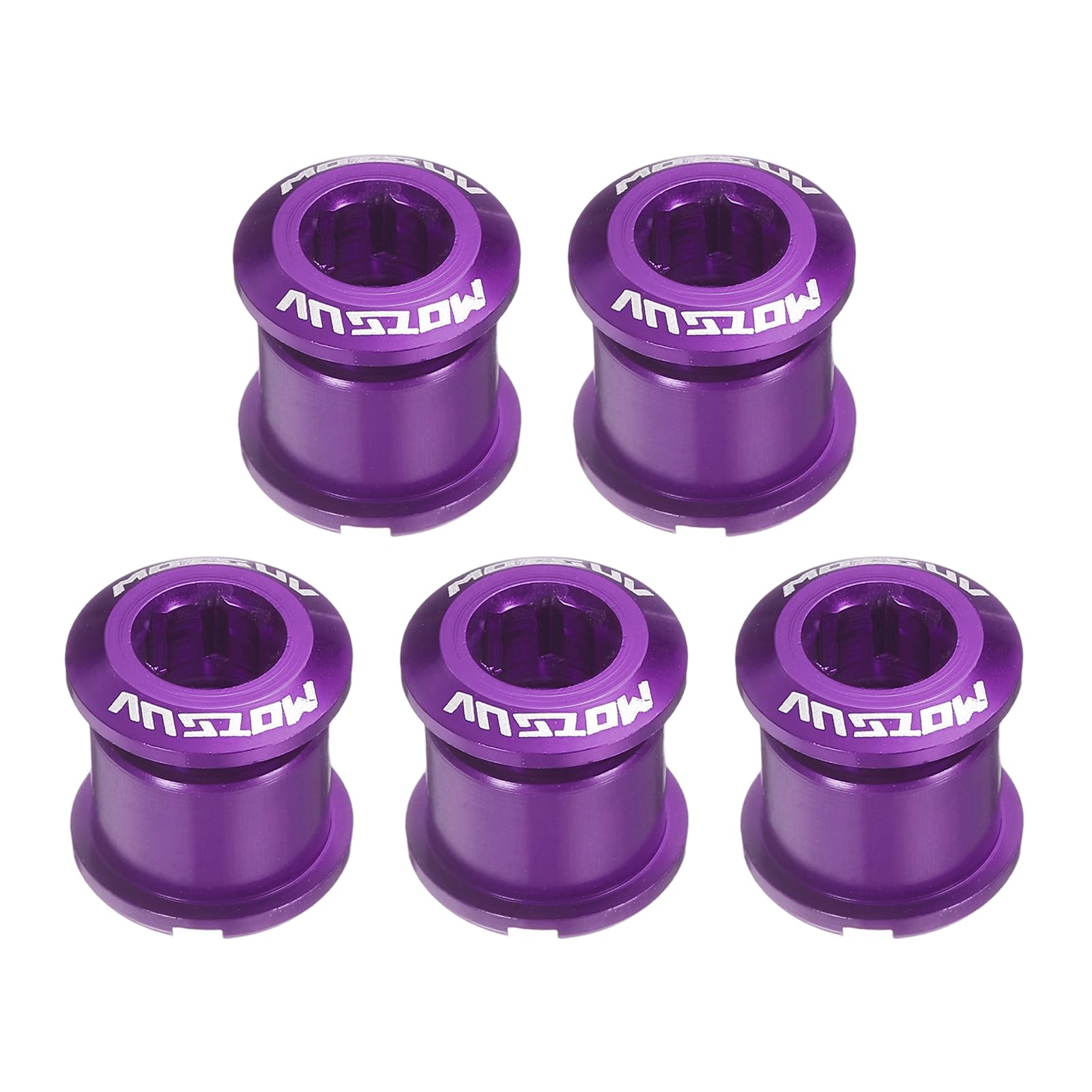 sourcing map 5pcs Double Chain Ring Bolts M8 Aluminum Alloy Bicycle Crankset Nuts Chainwheel Screw for Road Bike Mountain Bike, Purple