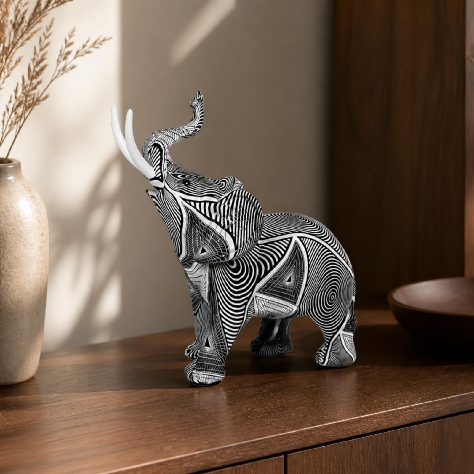Figura con Líneas Geométricas Abstracto | Geométrico, coración, para Estantería, Oficina, Recibidor,