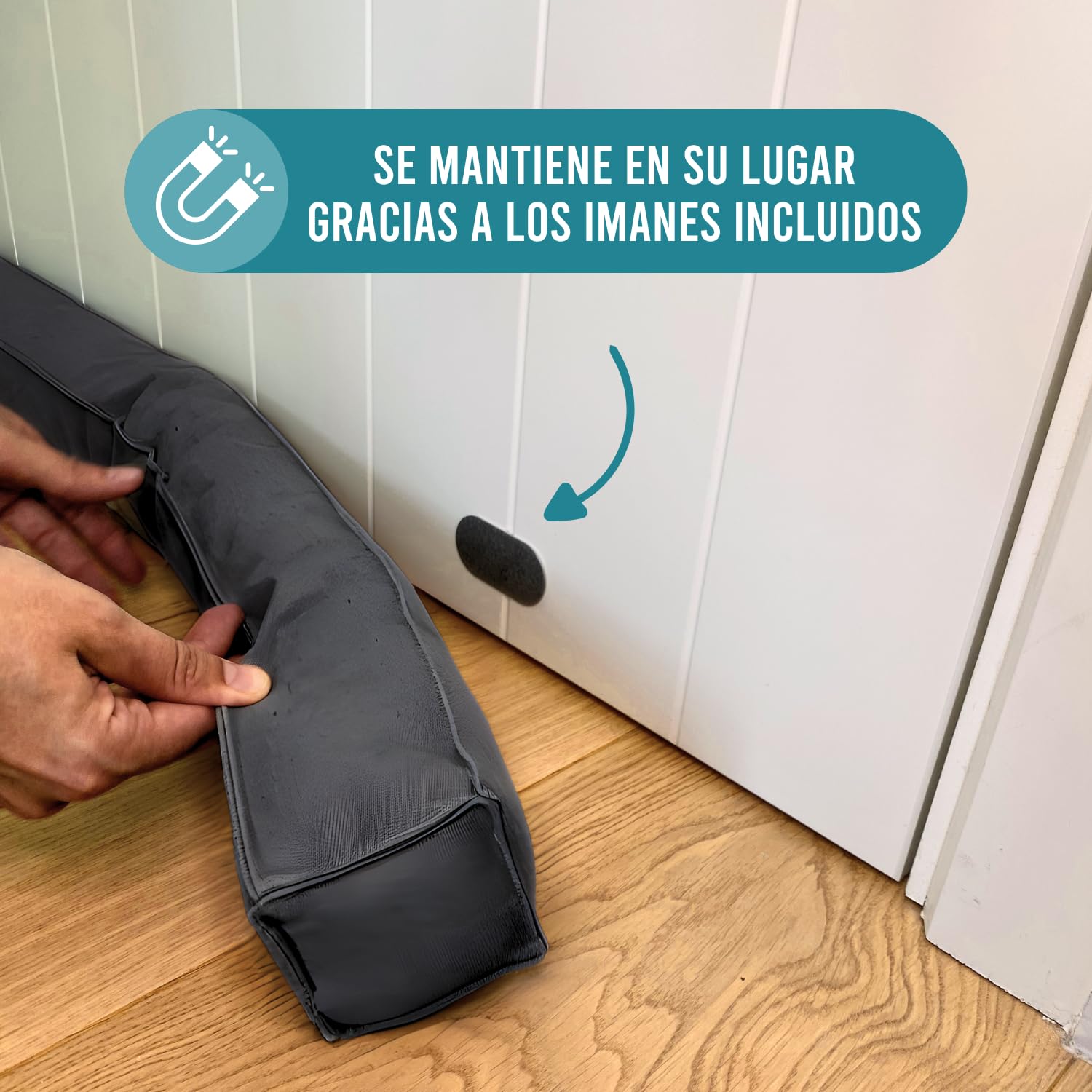 Burlete magnético para puertas de 90 cm – Junta para suelo de puerta gris – Protección contra corrientes de aire y ruido – Burlete cuadrado – Diferentes tamaños