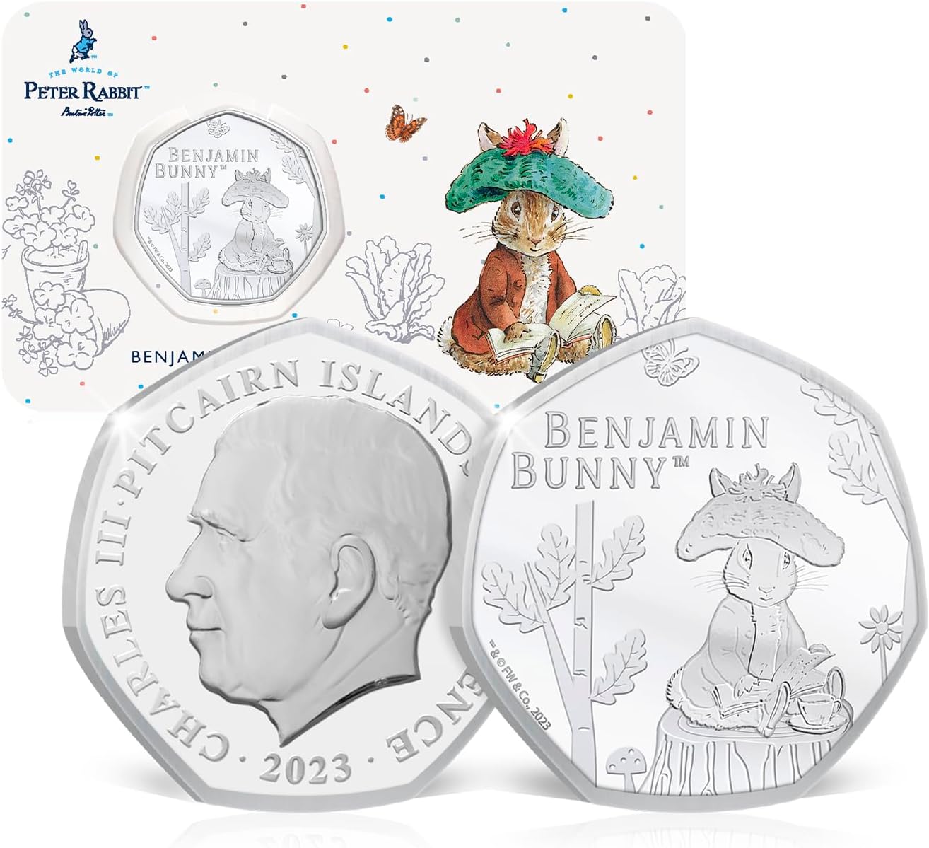 Beatrix Potter World of Peter Rabbit Benjamin Bunny Brilliant Uncirculated 50p Coin 2023