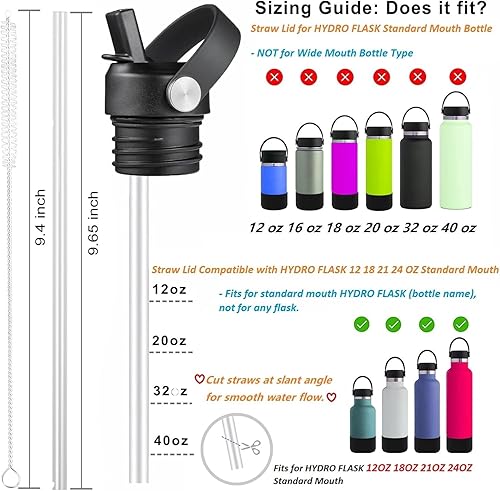 Miniatura 2 de Tapa de popote para Hydroflask, tapas con popote para Hydro Flask, tapa de popote de boca estándar de 18, 21, 24 onzas, tapa de repuesto, botella de