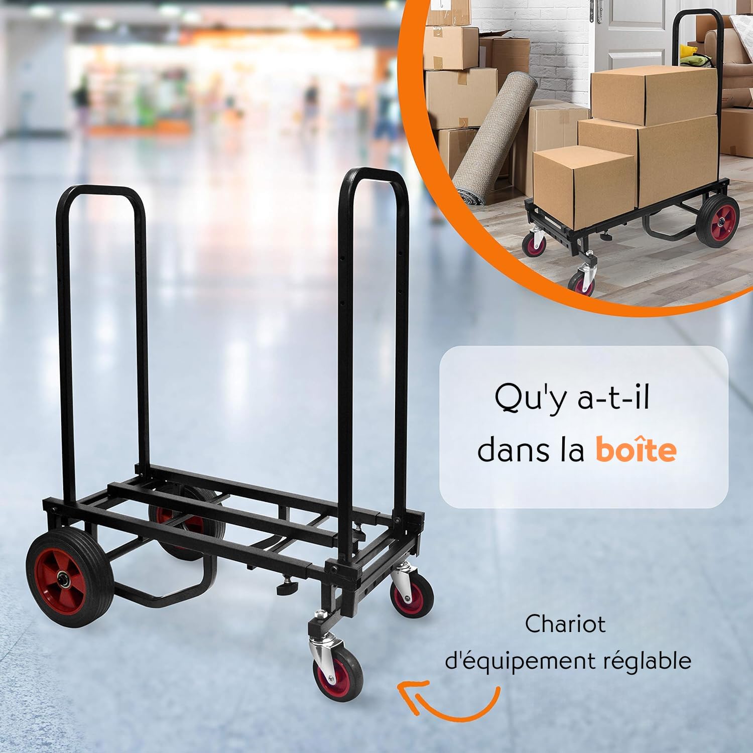 Pyle Chariot de Transport/Manutention, Chariot Pliable/Déménagement, avec Roues R-Trac, Extensible de 70 à 112 cm