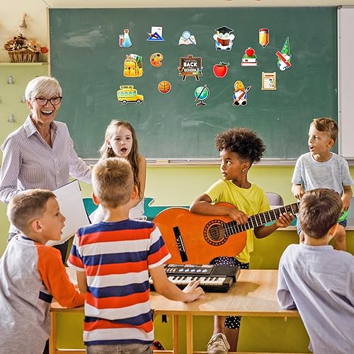 Miniatura 5 de HOWAF 32 piezas de decoración de tablón de anuncios de bienvenida a la escuela, recortes de regreso a clases para el primer día de escuela,
