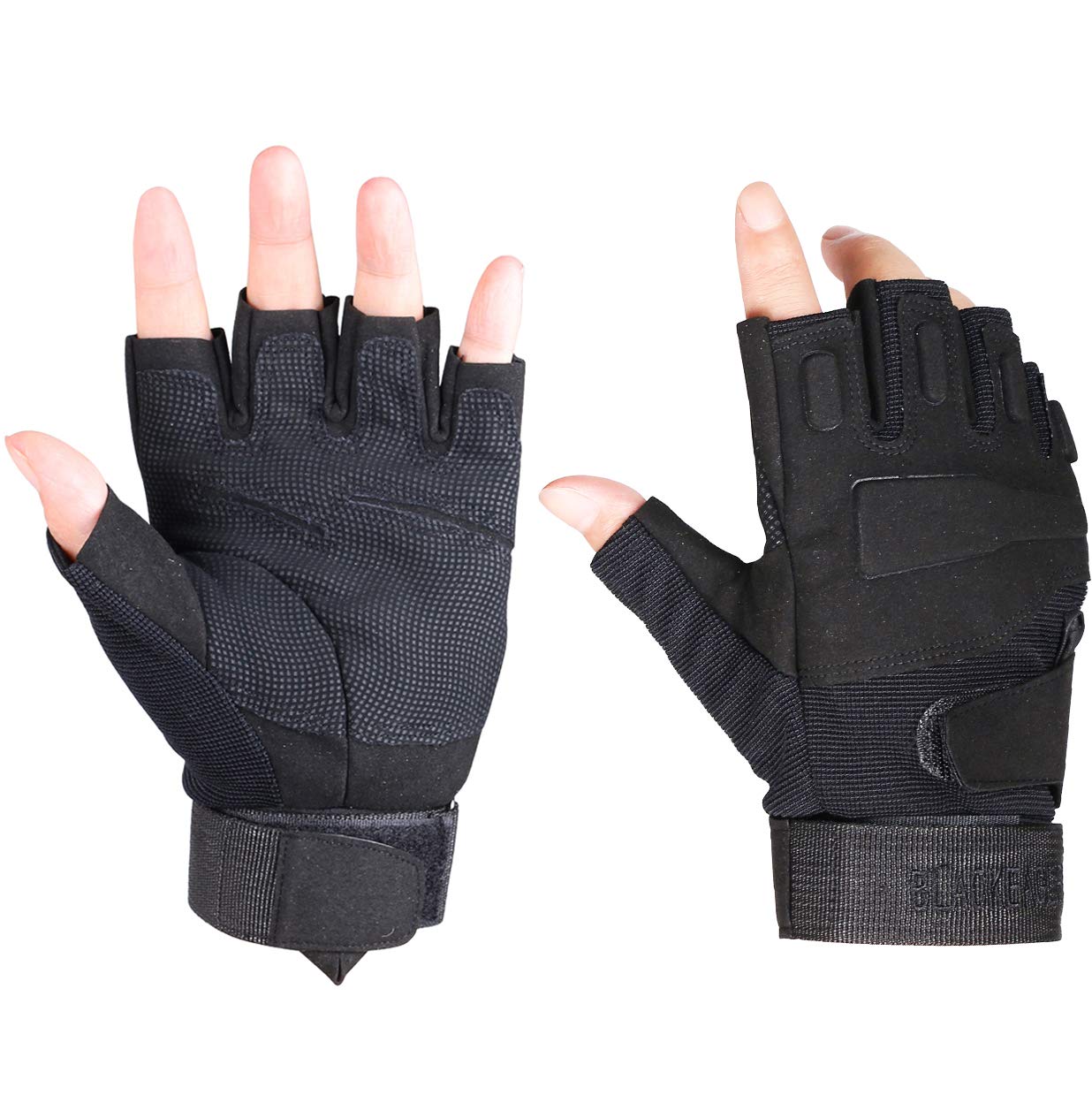 ThreeH Guanti mezzi dita Guanti tattici protettivi per sport all'aria aperta per Caccia Airsoft Paintball GL06XL,Black