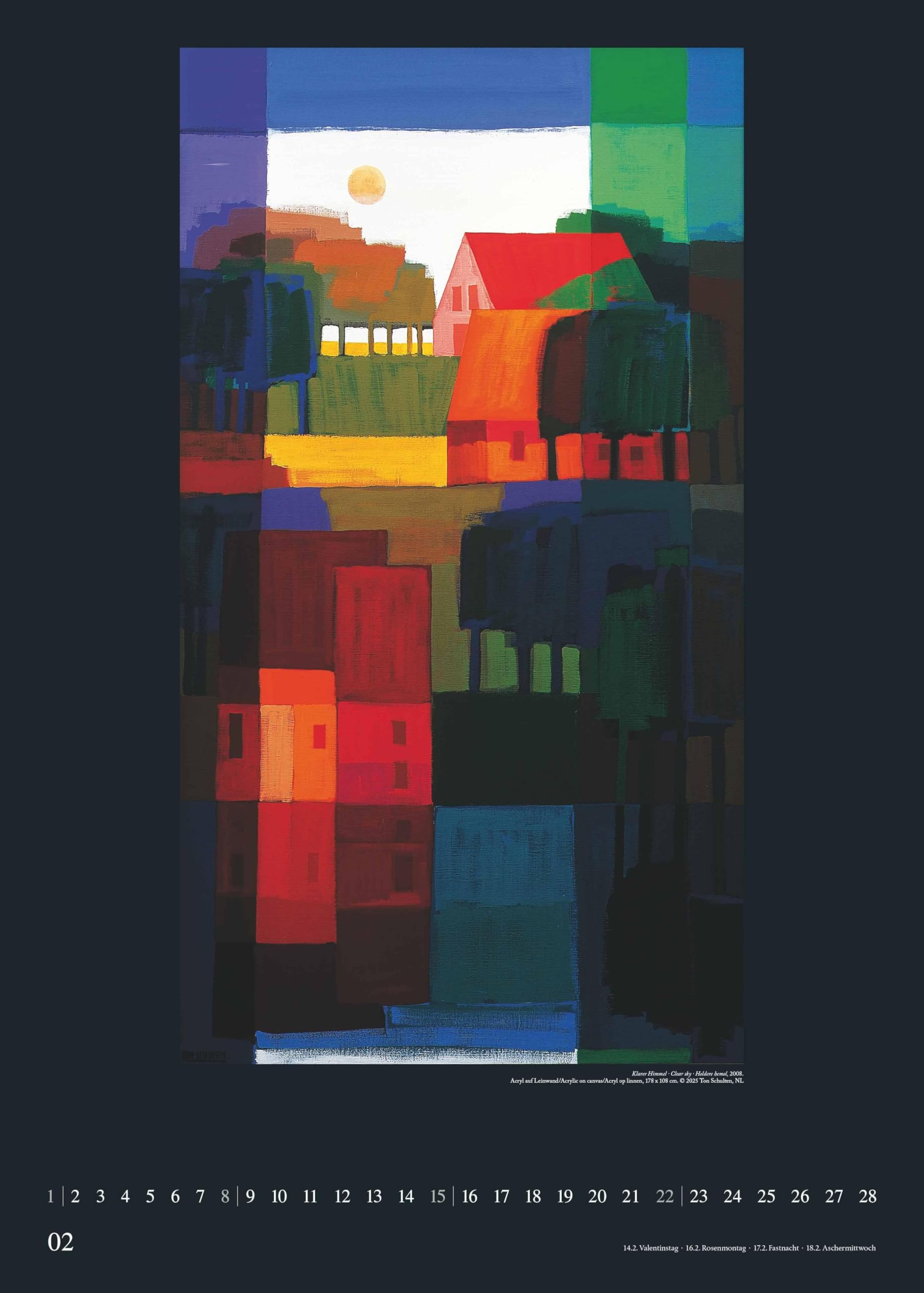 DUMONT - Ton Schulten 2026 – Kunst-Poster-Kalender 50 x 70 cm, Wandkalender mit farbenstarken Landschaftsmosaiken für Kunstliebhaber