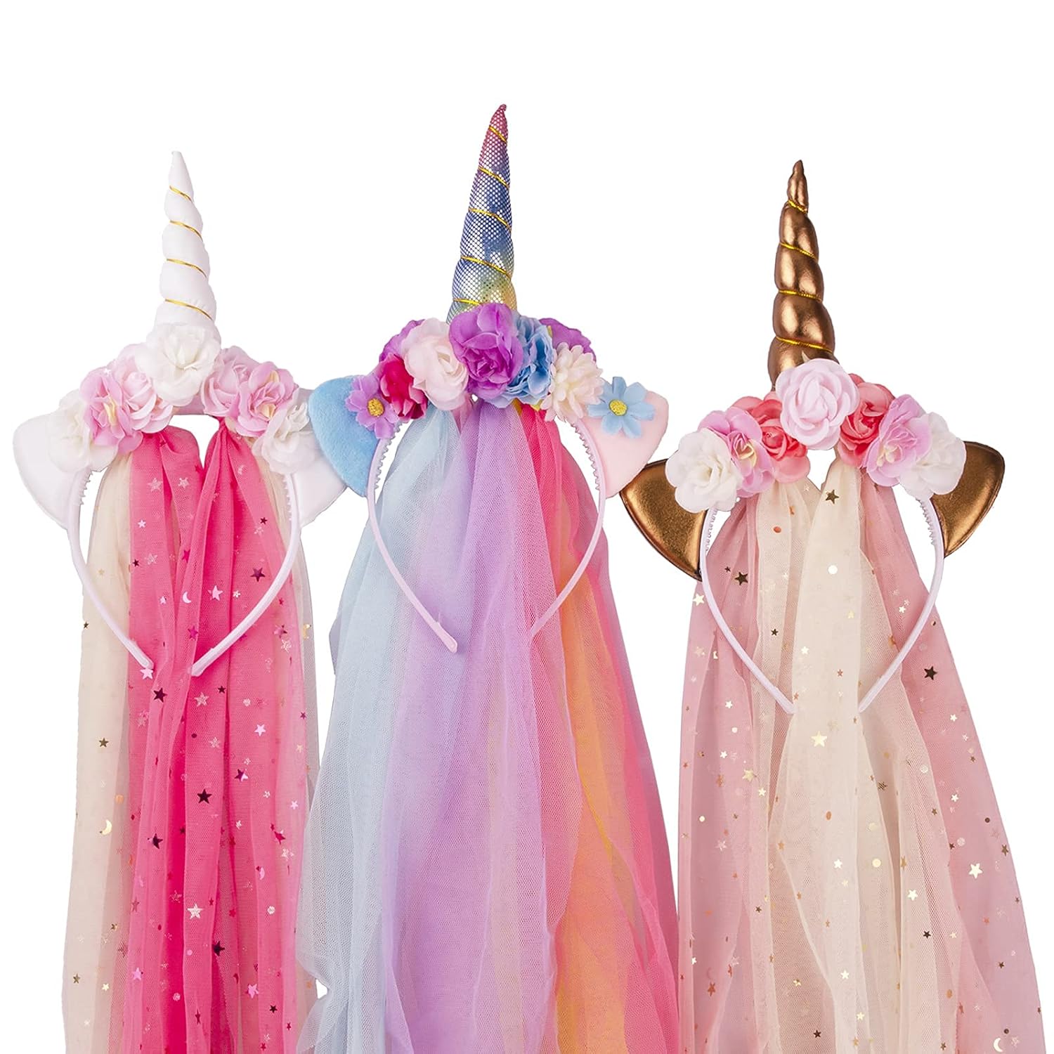 6 Pcs Hair Extension Clip and 3 Pack Unicorn Headband Unicorn Party Supplies for Toddler Kids Girls Ponytails