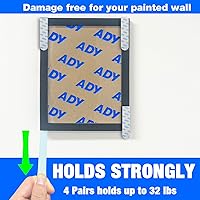 Vista 3 de ADY Tiras Colgantes para Cuadros Resistentes 40 Pares, Colgadores de Cuadros Extraíbles Sin Daños, Tiras Adhesivas de Repuesto para Cuarto