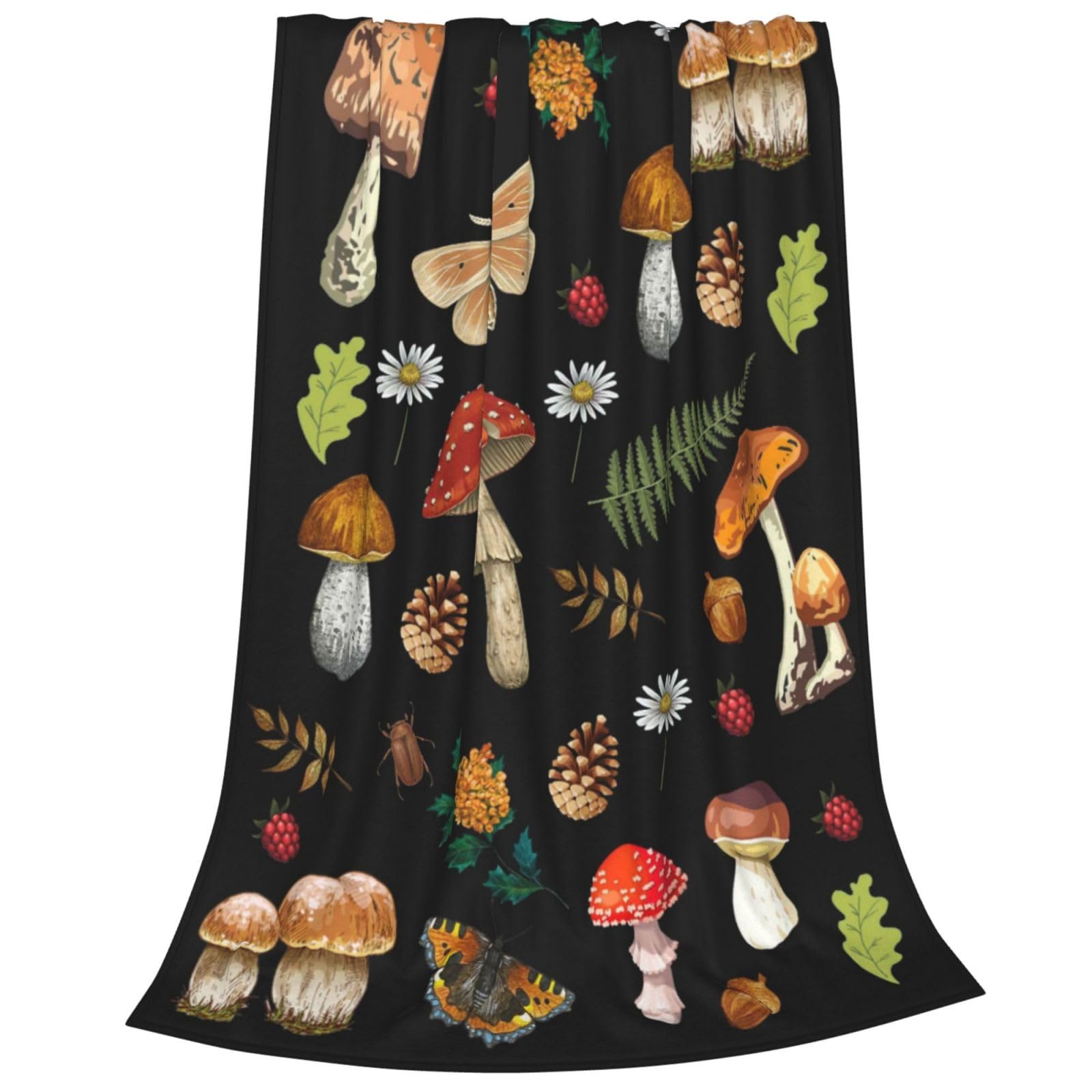 Newhomestyle Mushroom Throw Blanket, All Seasons & Soft Anti-pilling Blanket, Lightweight Warm Fleece Blankets for Couch Bed Sofa Decor, 125X100 cm — image 1