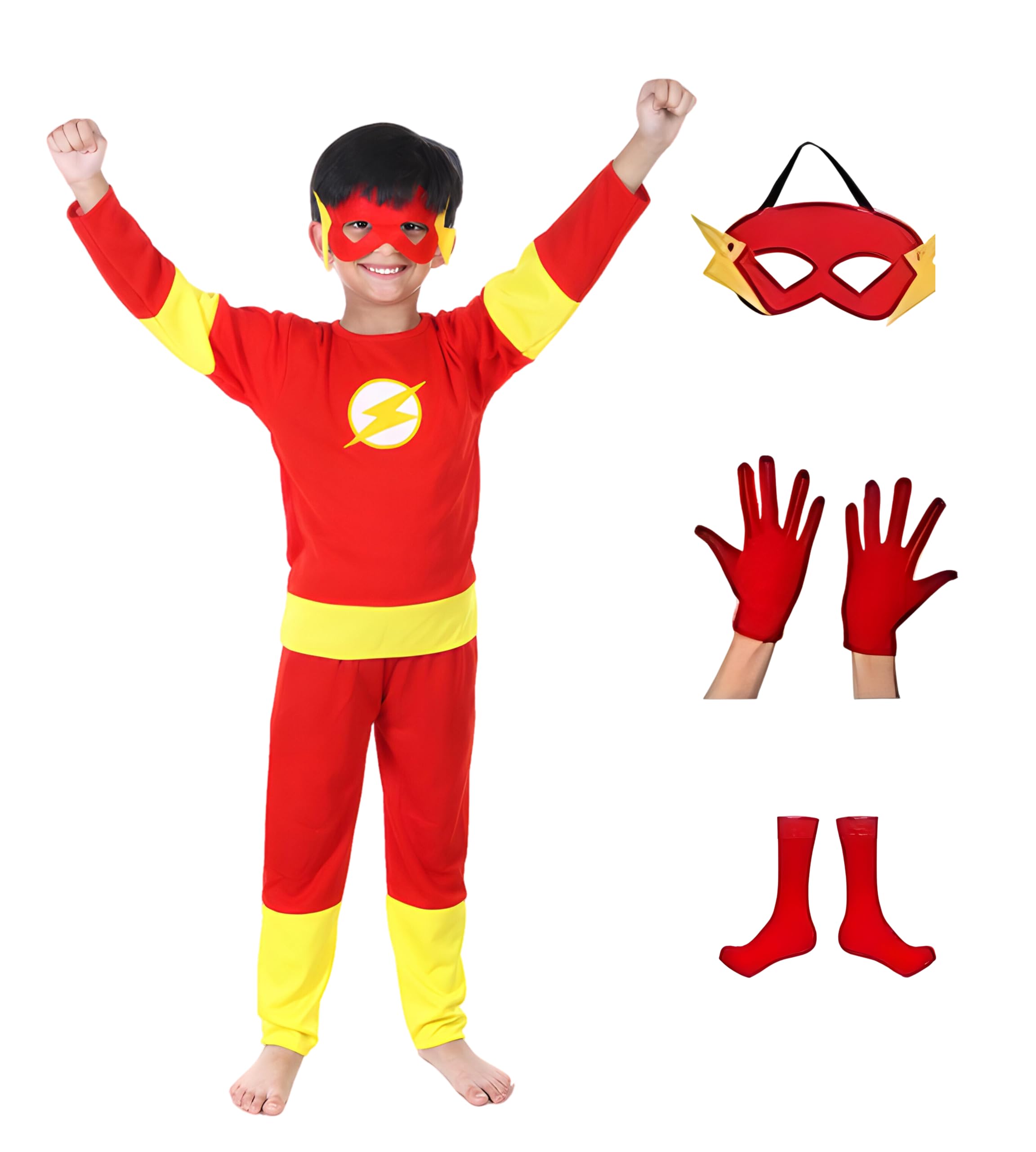FASHIONSLIQUE® Hosiery Fabric Superhero Costume For Kids Halloween Dress Fancydress Birthday Gift | Cosplay Bodysuit for Boys and Girls (7-8 Years) (B0CY8R4JHM) Amazon Price History, Amazon Price Tracker