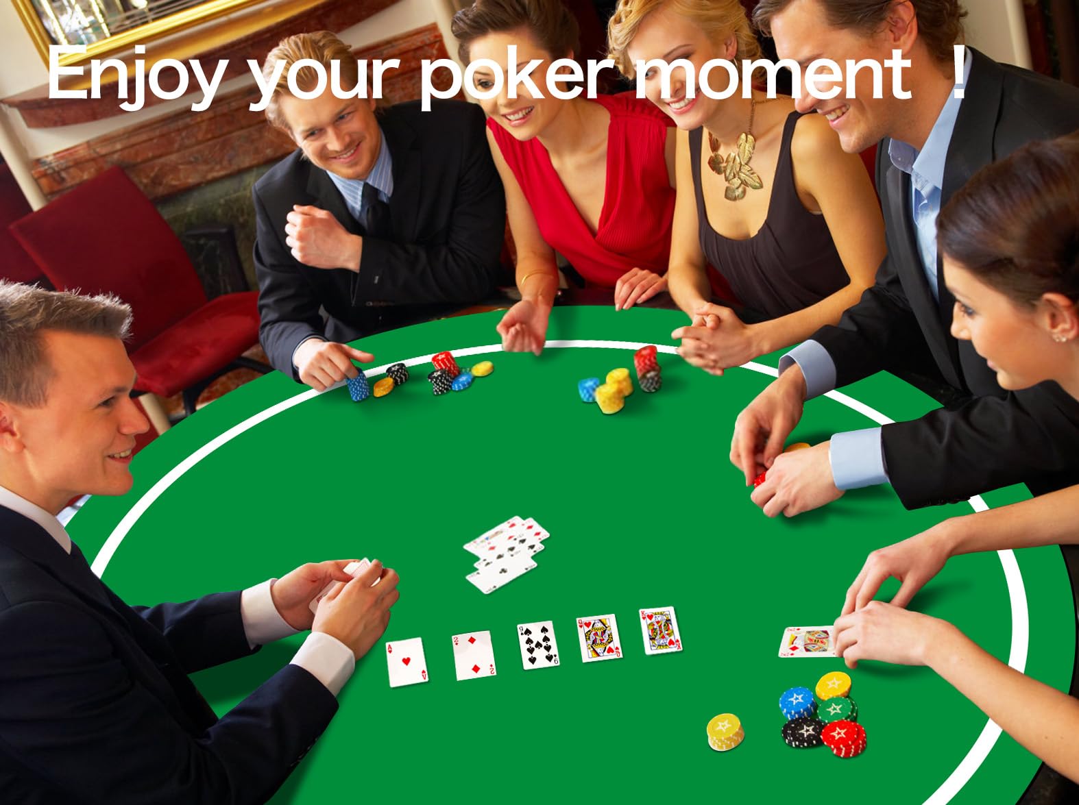 LaiEr Tapis de Poker Rond 24/31/ 47/ 55Pouces 6-8 Personnes Texas Hold'em Pad en Caoutchouc,Table Pliable,Tapis Table de Poker Portable,Adapté aux Jeux de Poker,Blackjack.