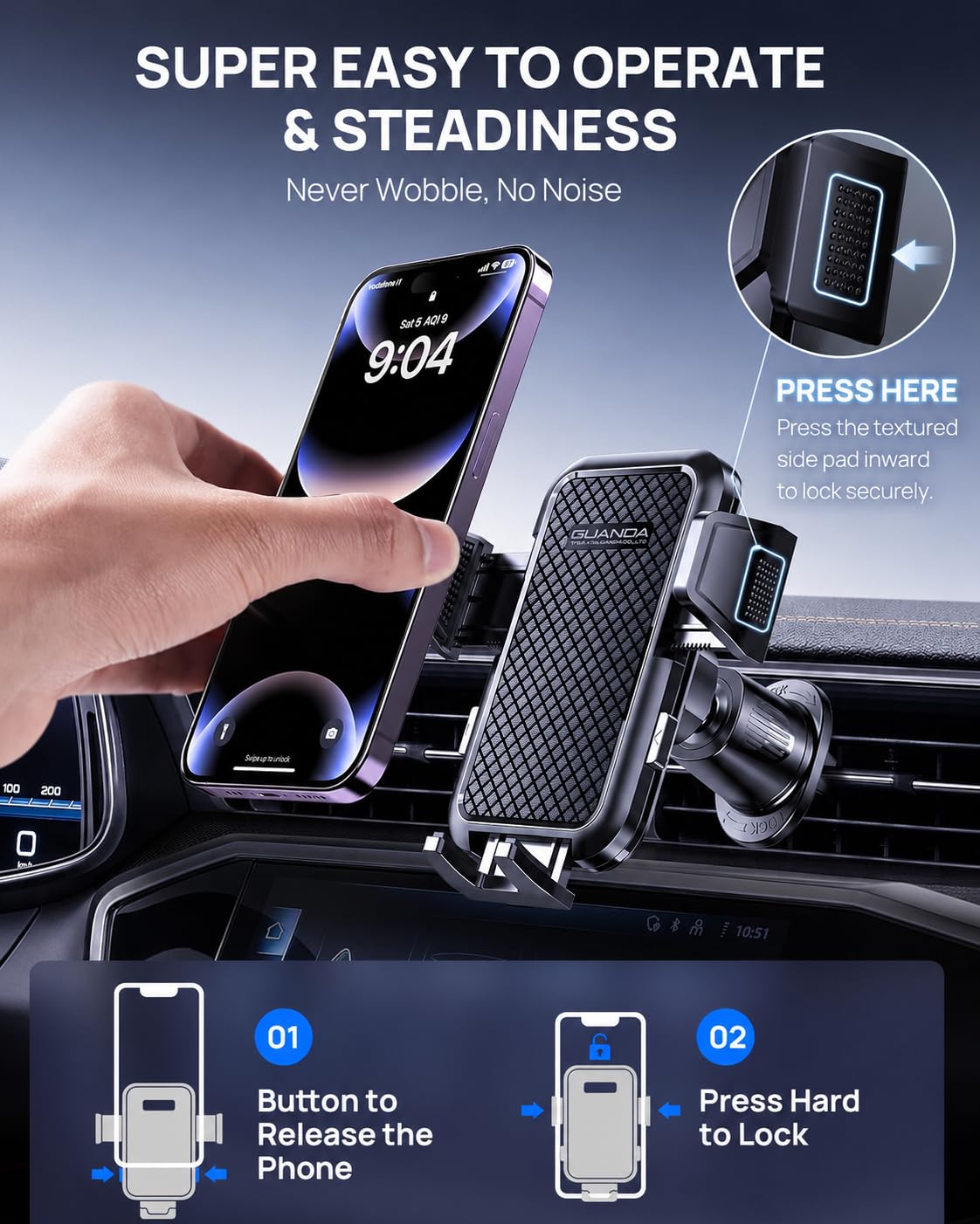 2024 Supporto Telefono Auto Bocchette Aria, Porta Cellulare Auto Clip Gancio Aggiornamento, Porta Telefono Auto Ruotabile 360°, Portacellulare Auto Universale Per iPhone Samsung Xiaomi Smartphones
