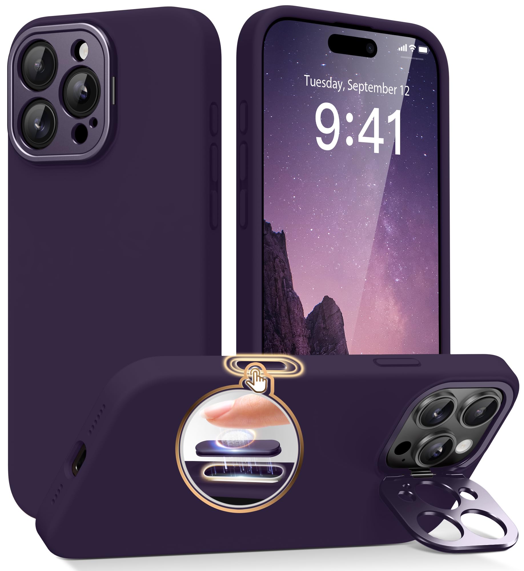 SuydanBox Magnetic for iPhone 16 Pro Case with Stand, Compatible with MagSafe, Silicone Upgraded [Camera Control Button] Shockproof Protective Phone