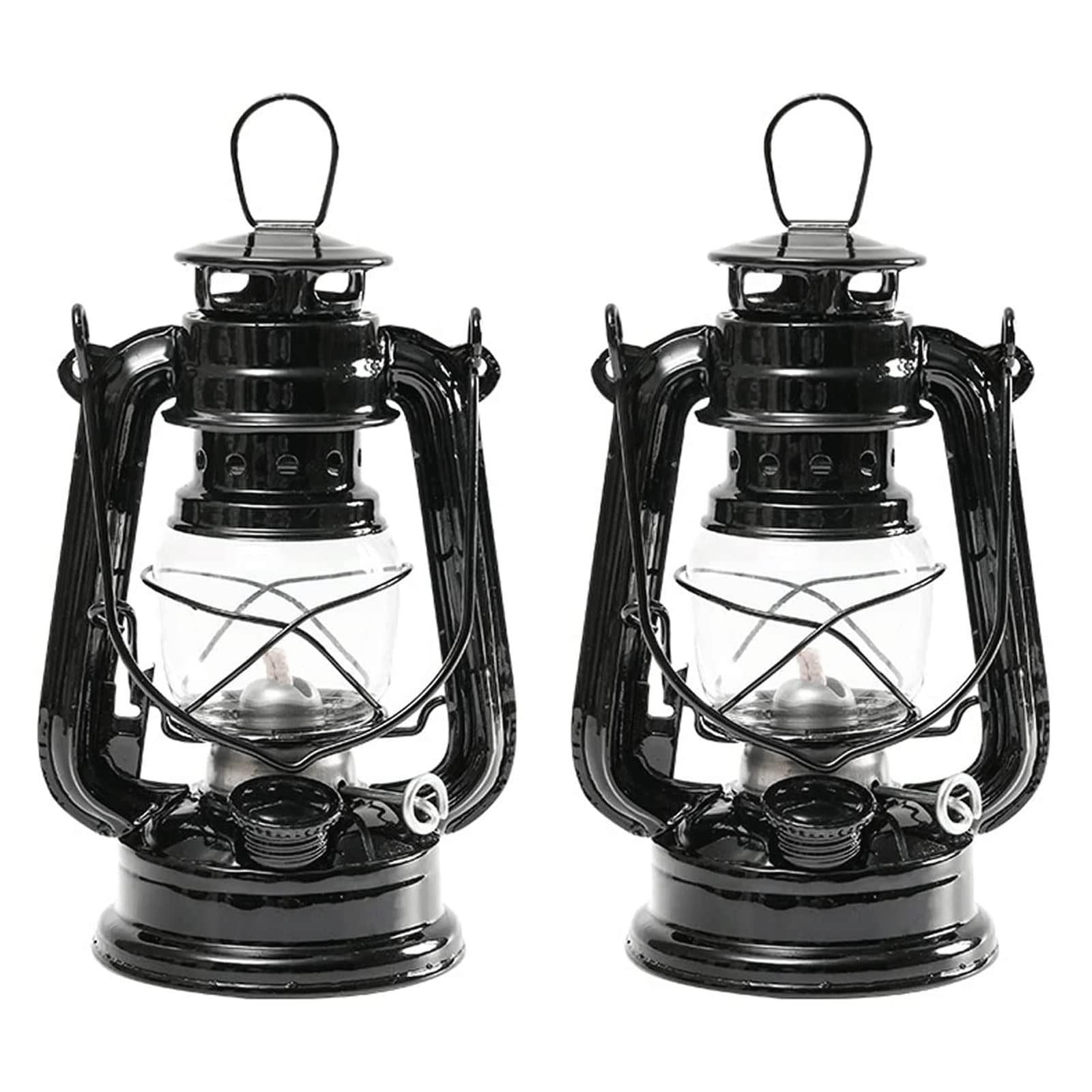 Kerosene Lamps, Lantern Camping Tent for Outdoor Patio Decoration(2pcs Black)