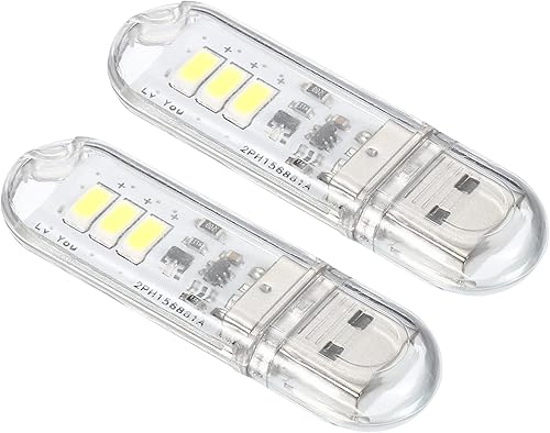 PATIKIL 6000-6500K Mini luz LED USB, paquete de 2 unidades de 0.5 W portátil táctil noche LED Stick módulo de lámpara delgada para camping teclado