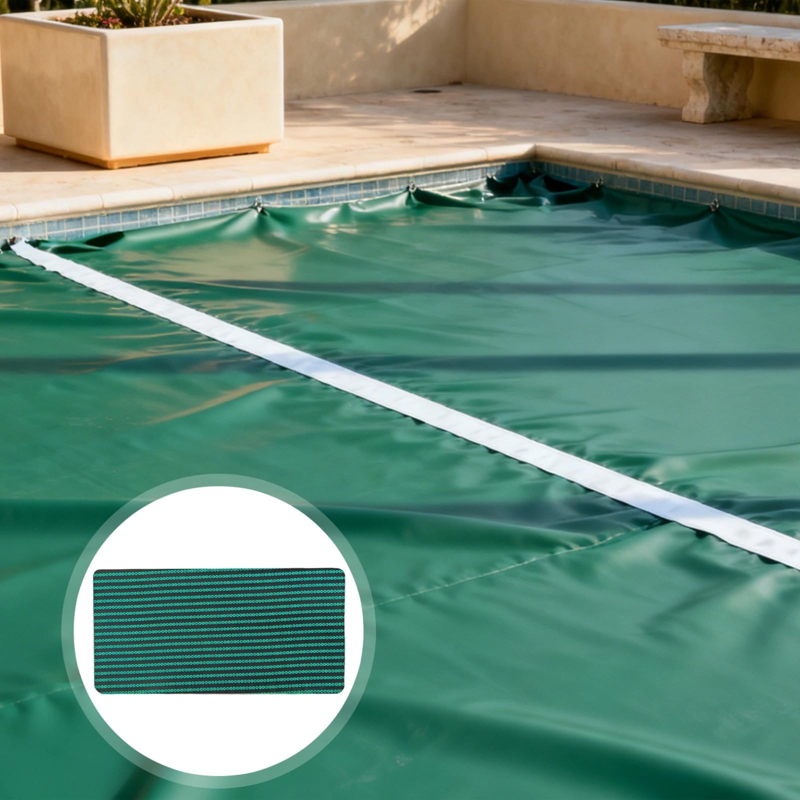 6 toppe di copertura per piscina, 20,3 x 30,5 cm, kit di riparazione autoadesivo in polipropilene, toppe per la riparazione impermeabile delle perdite, materiale a rete tagliabile per protezione della