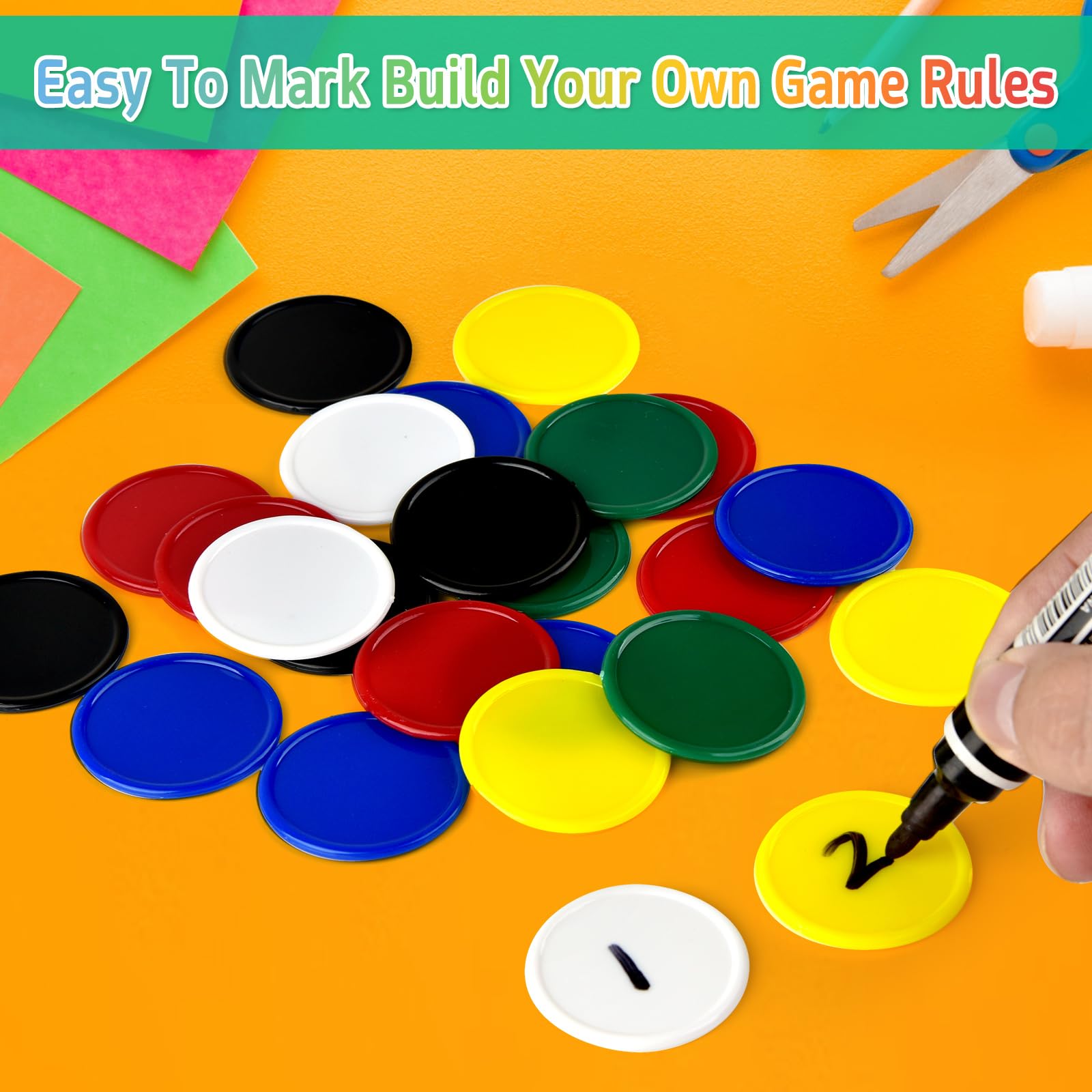 600 fichas de bingo de plástico de 1.5 pulgadas para contadores de aprendizaje, 6 discos de conteo de colores marcadores para práctica de matemáticas y fichas de póquer, fichas de juego de 3