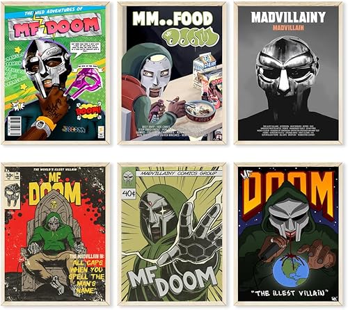 Póster de rapero MF de cómic de hip-hop, pósteres musicales para habitación, lienzo estético, arte de pared, decoración de dormitorio, regalo para