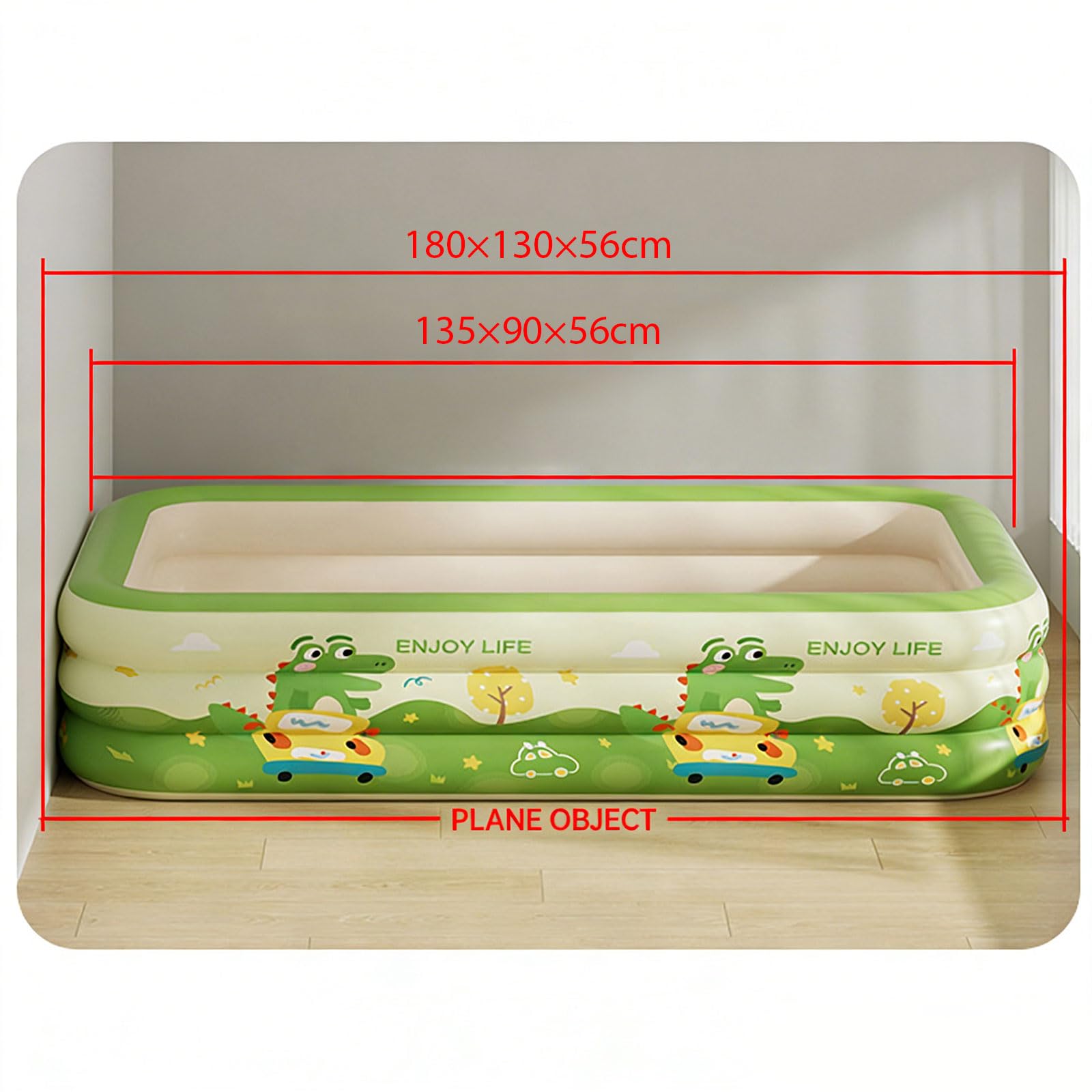 Espaciosa piscina hinchable familiar 180 x 130 x 56 cm, PVC resistente para actividades acuáticas, patio trasero con fiesta infantil, piscina inflable