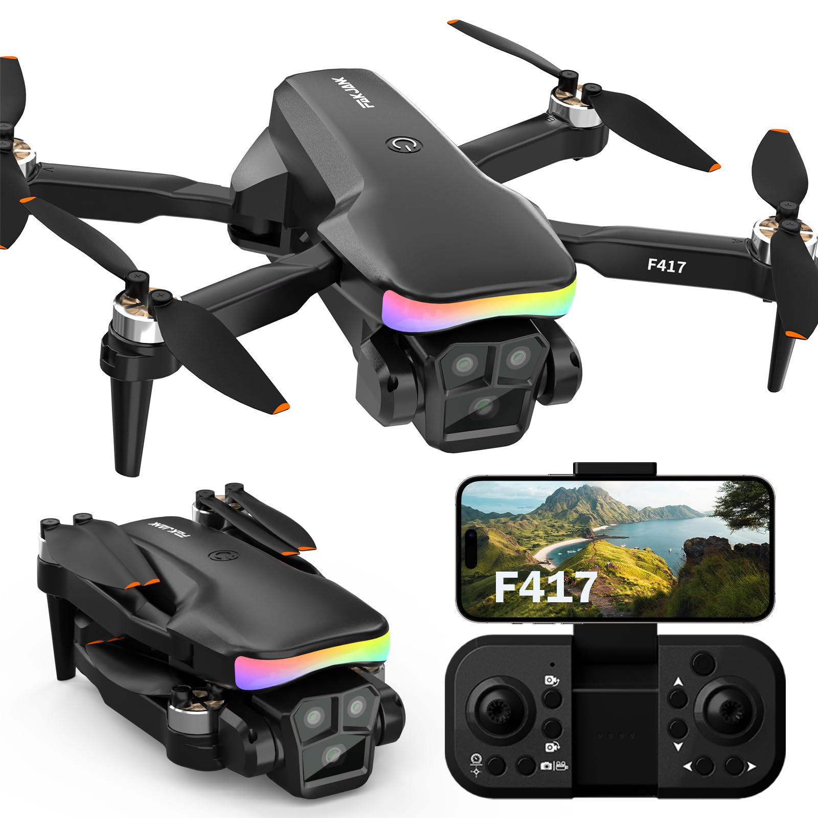 Drone Avec Caméra 1080p Télécommande Écran - Quadricoptère FPV LED RVB Pour Adultes Et Débutants