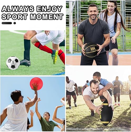 Miniatura 4 de Deekin Juego de 8 pelotas deportivas de tamaño oficial, incluye baloncesto, fútbol, fútbol, pelota de juegos con bolsas de equipo, bombas para