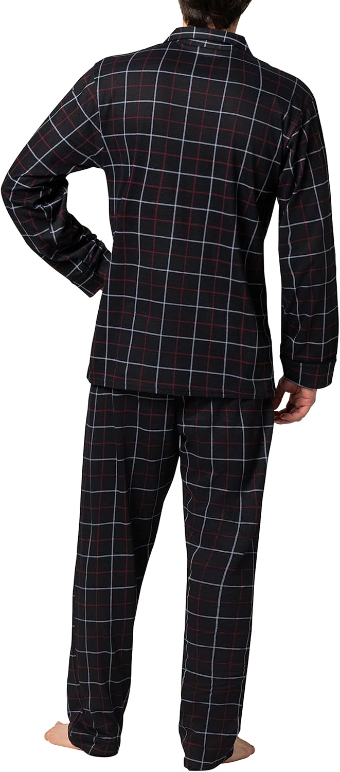 Hanes Men's Pajamas Cotton X-Temp Long Sleeve Shirt & Pants Knit Pjs Lounge Set - Image 3