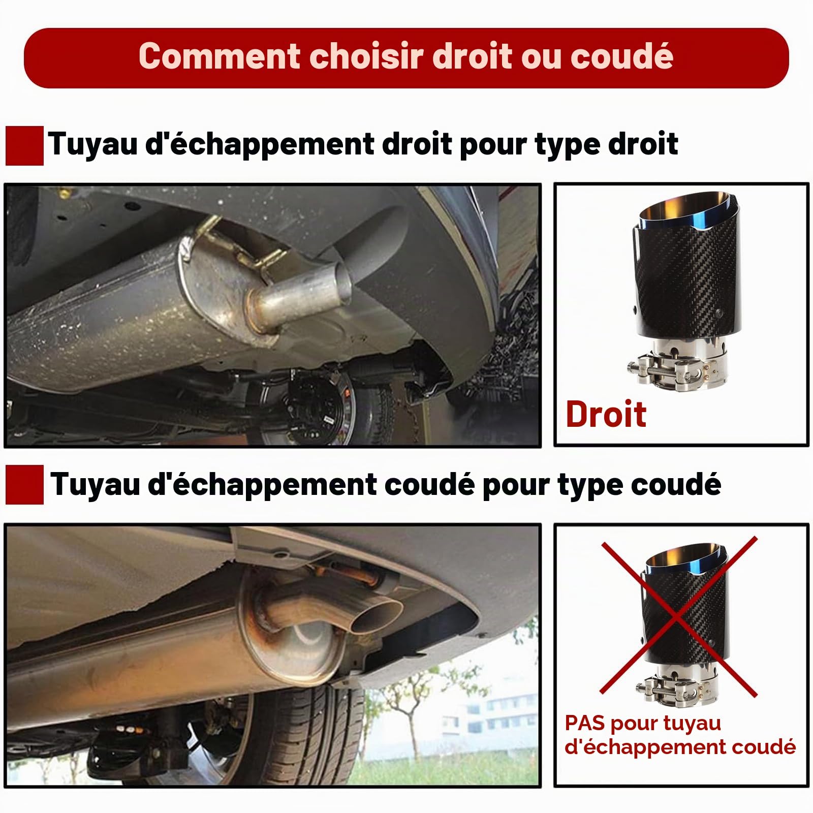 63MM Entrée Embouts D'éChappement 3,5" Sortie Embout D'éChappement De Voiture En Acier Inoxydable Et Fibre De Carbone Brillant (Bleu Brillant Grillé)