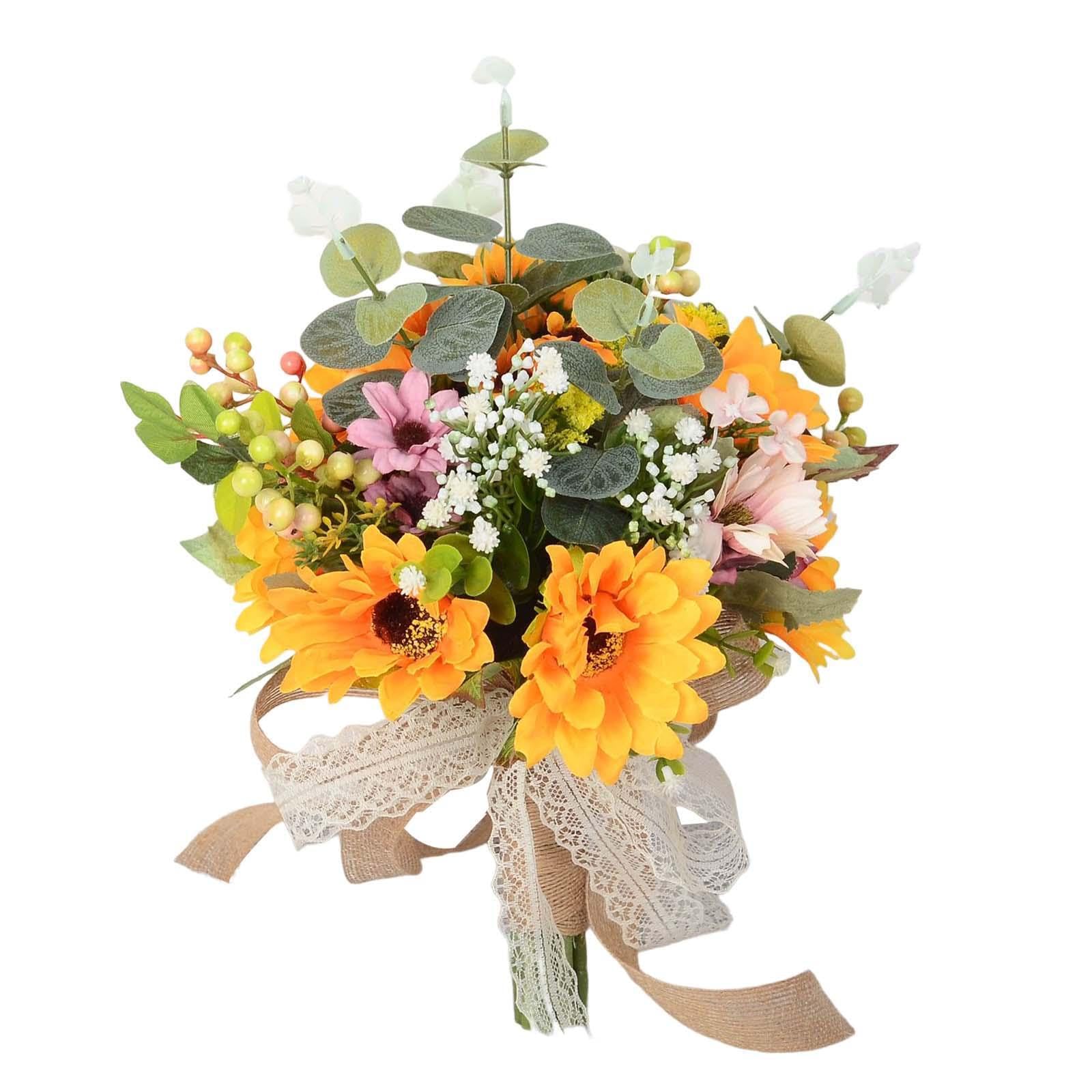 AMSLSIU Durable Wedding Bouquet For Bridesmaids Hand Tied Flower Ensures Long Lasting Beauty And Durability So Can Beautiful Bouquet As Keepsake. Sun Flower