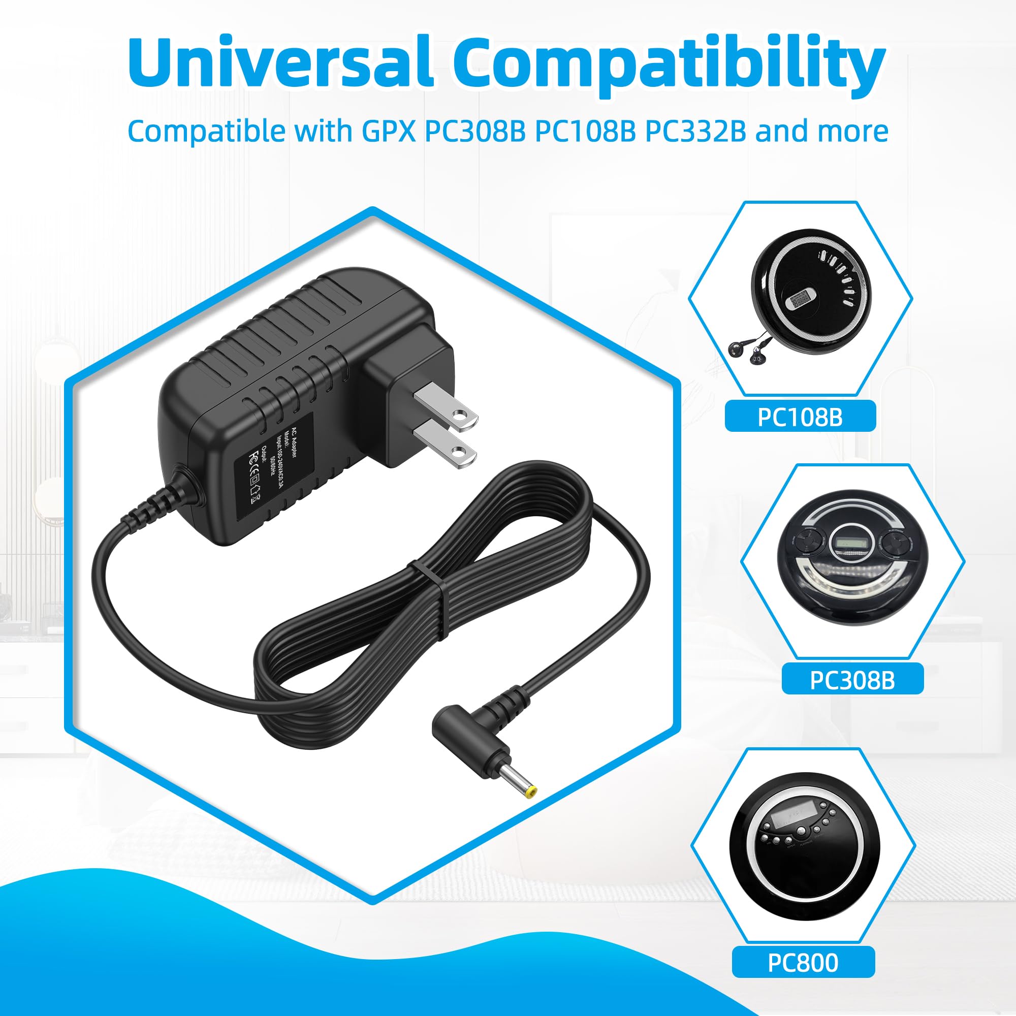 Amazon.com: PKPower Ac Dc Adapter for GPX PC308B PC108B PC332B
