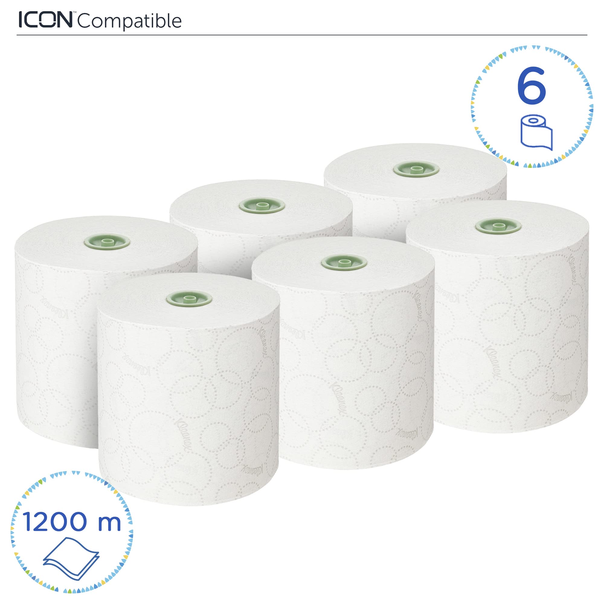 Kleenex 6782 - Toallas de papel ultra grandes para toallas de 2 capas, 6 rollos de 200 m de papel blanco (1200 m)