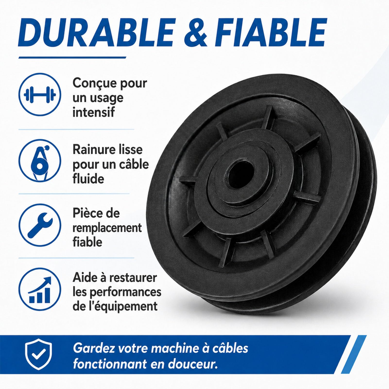 Poulie Musculation 90mm Lot de 6 Poulies Câble Fitness Machine avec Roulement (Remplacement Silencieuse Plastique Résistant Home Gym)