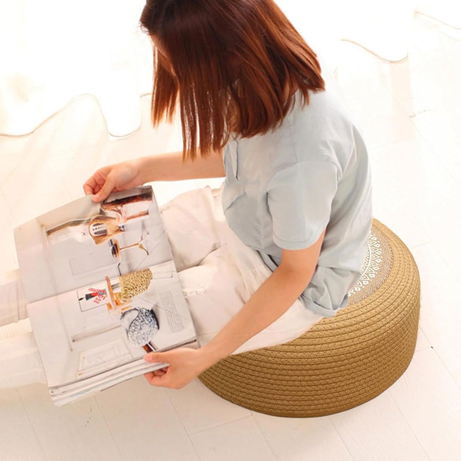 da pavimento – in velluto a coste fatto a mano, design moderno, seduta spessa e confortevole, grande tappetino puzzle Fùton per dormire, meditazione, soggiorno, ufficio, scrivania