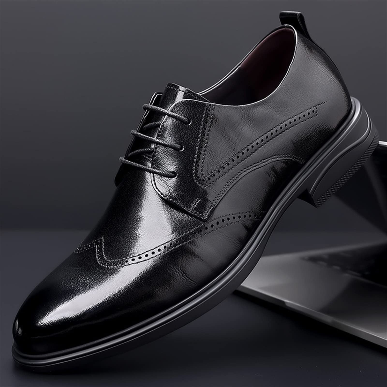 CARZE Skórzane buty męskie Brogue England biznesowe męskie buty codzienne czarne buty nowe skórzane buty męskie buty męskie(39)
