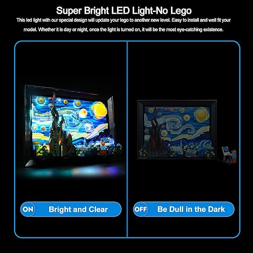 Miniatura 5 de BrickBling Luces LED compatibles con Lego Starry Night, kit de luces compatible con Lego Van Gogh compatible con Lego 21333-versión clásica (solo