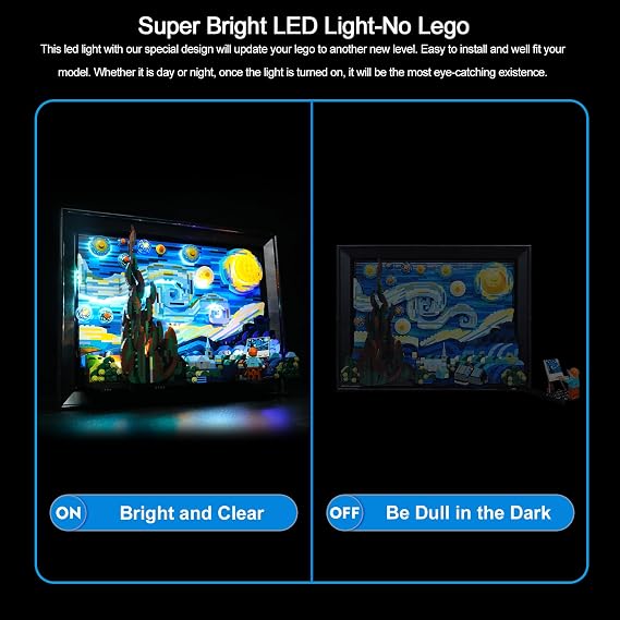 BrickBling LED Lights Compatible with Lego Starry Night | Light Kit Compatible with Lego Van Gogh Compatible with Lego 21333-Classic Version (Lights Only, No Model)