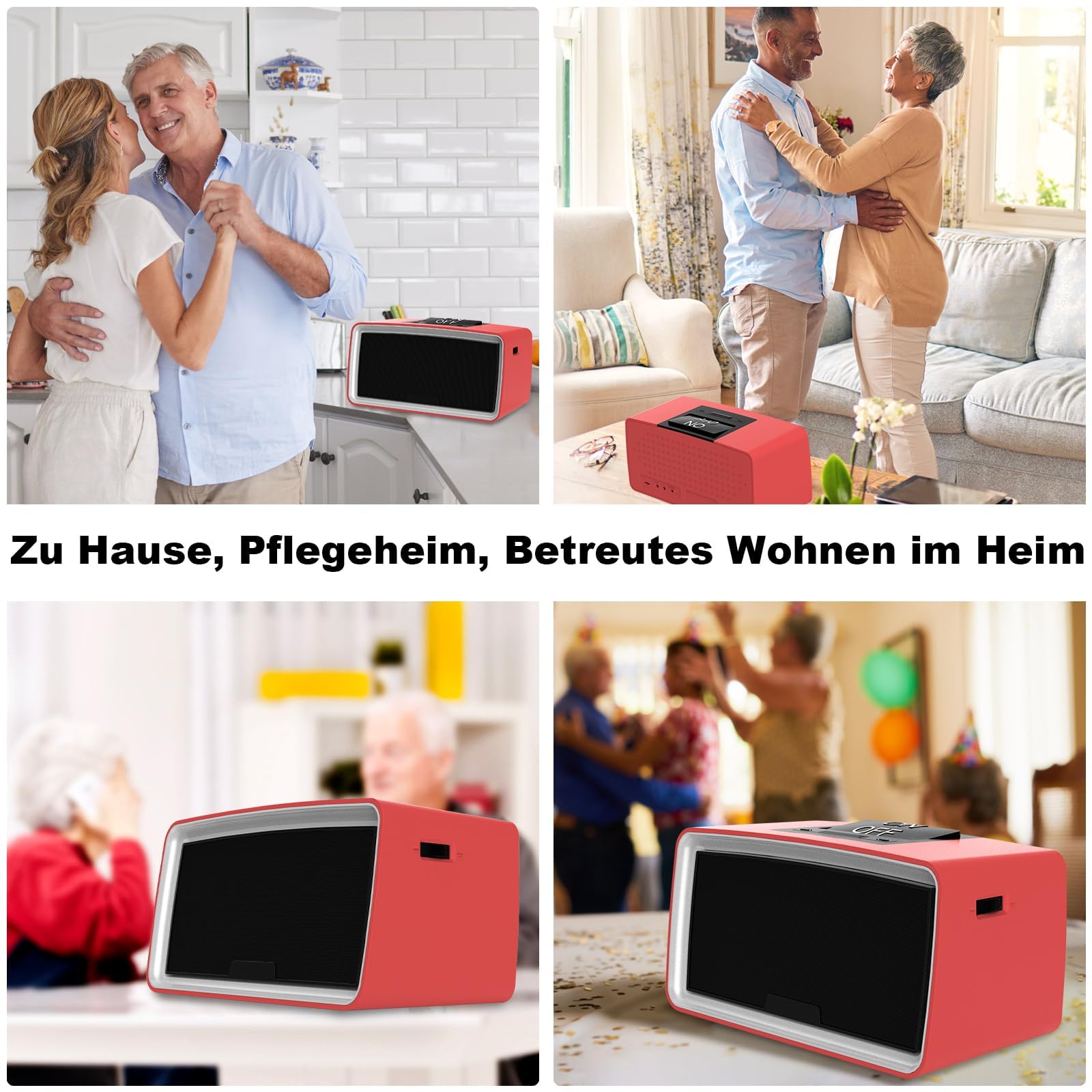 Große-Tasten 32GB Einfacher Musikplayer für Senioren mit Demenz(Rot) | MP3 Player mit SD-Karte, ideal für ältere Menschen, Sehbehinderte & Alzheimer-Patienten