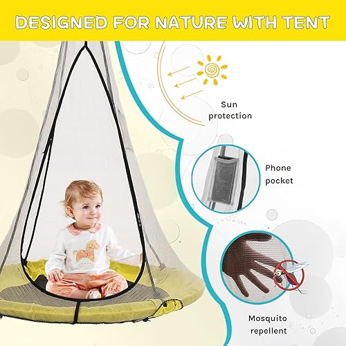 Miniatura 3 de SkyBound Columpio de platillo para árbol, capacidad de peso de 600 libras, columpio para exteriores con correas para colgar, columpios de árbol