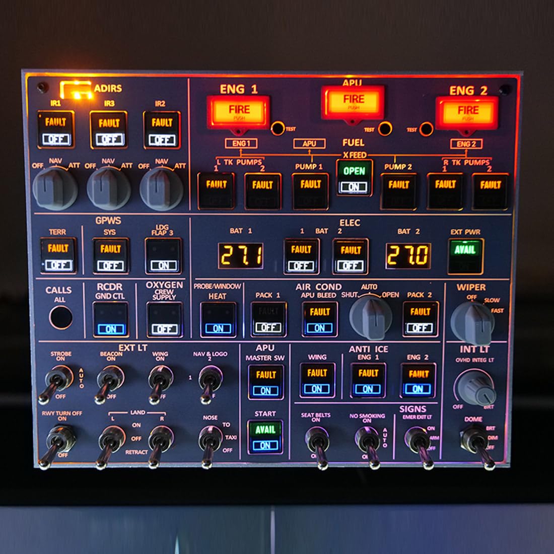 Rowsfire A107 V3.1 A32X MAX Light Overhead Panel Für MSFS 2020/2024, Kompatibel Mit Fenix A32X, FBW A32X, Für EIN Noch Intensiveres Flugsimulationserlebnis