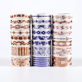 24 Rolls Bronzing Series Washi Tape Set, Skinny Decorative Masking Washi Tapes, 10MM Wide DIY Masking Tape,Party Supplies,10MM Wide DIY Masking Tape - coolthings.us