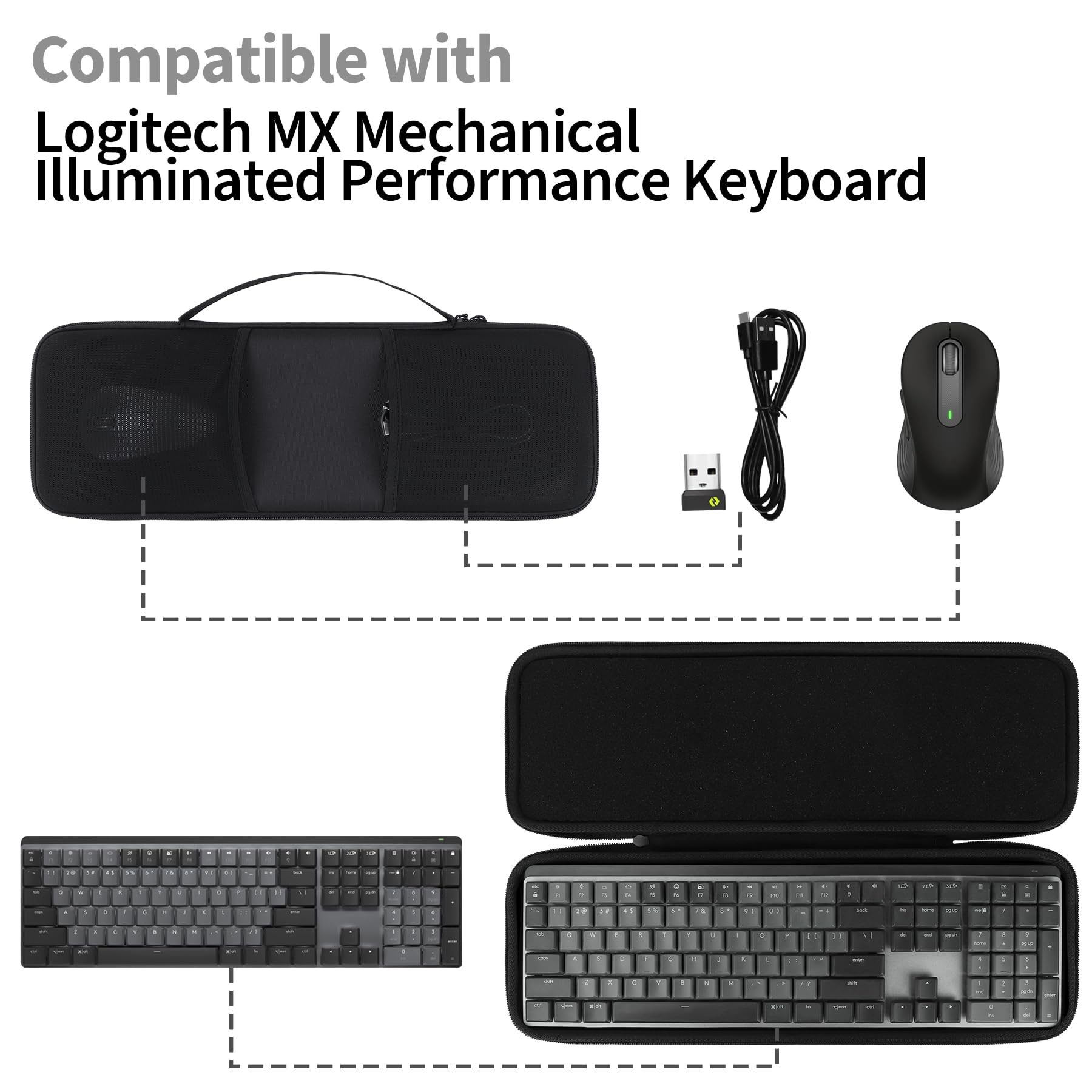 Peyyargo Hard Protective Case Compatible with Logitech MX Mechanical Illuminated Performance Keyboard (Black) - Image 3